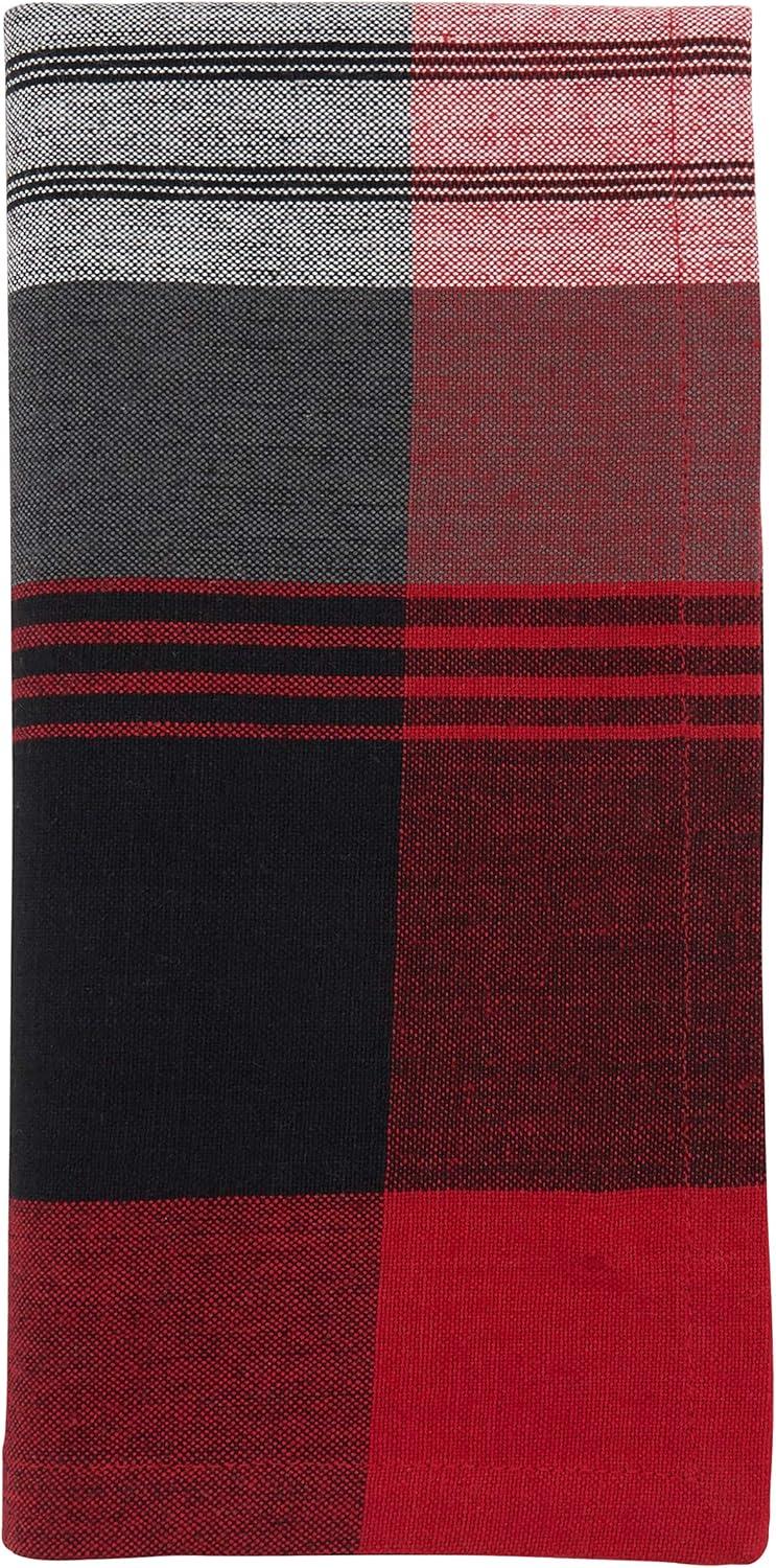 Saro Lifestyle Cotton Plaid Napkin, 20" Square, Red (Set of 4)