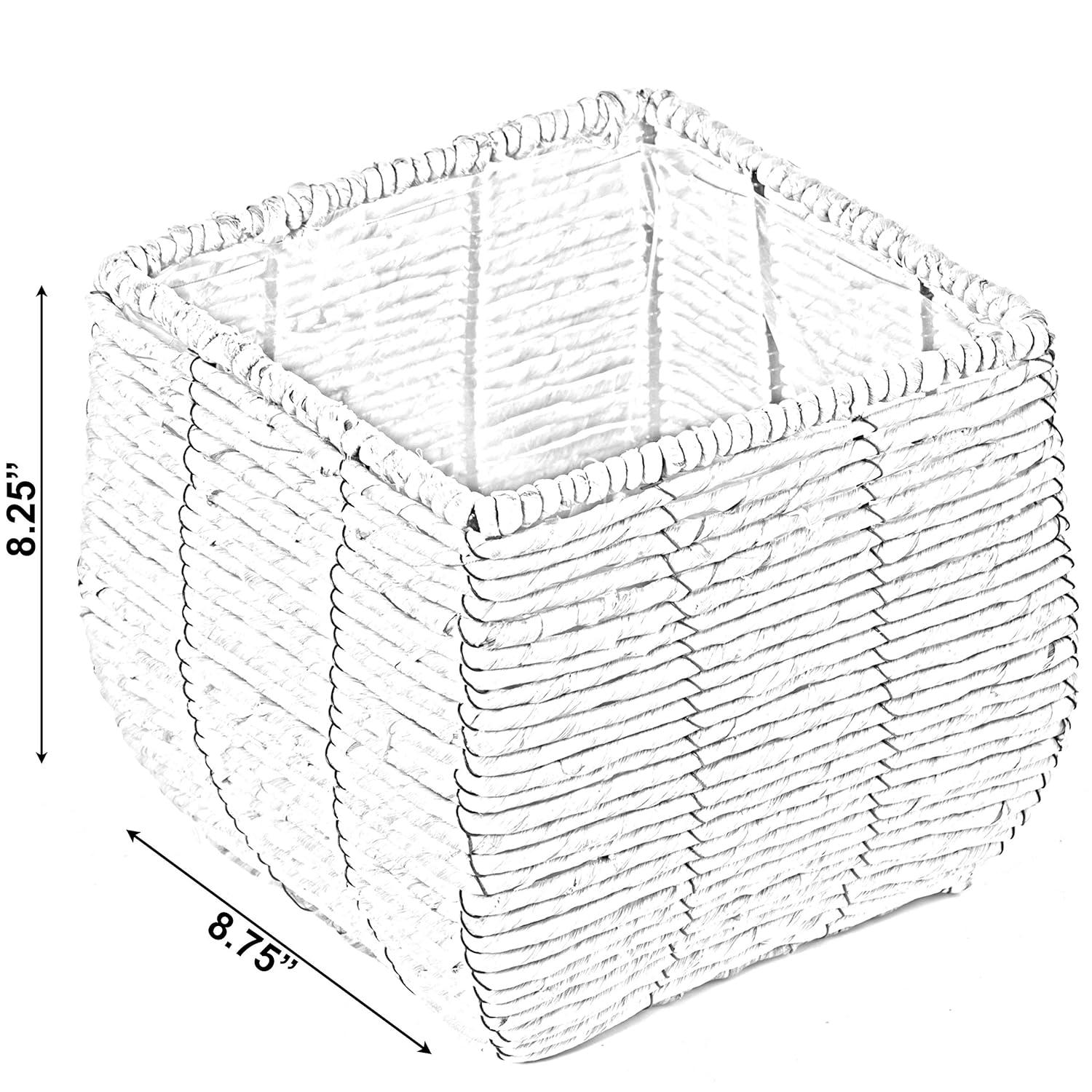 Vintiquewise Woven Square Flower Pot Planter with Leak-Proof Plastic Lining - Medium