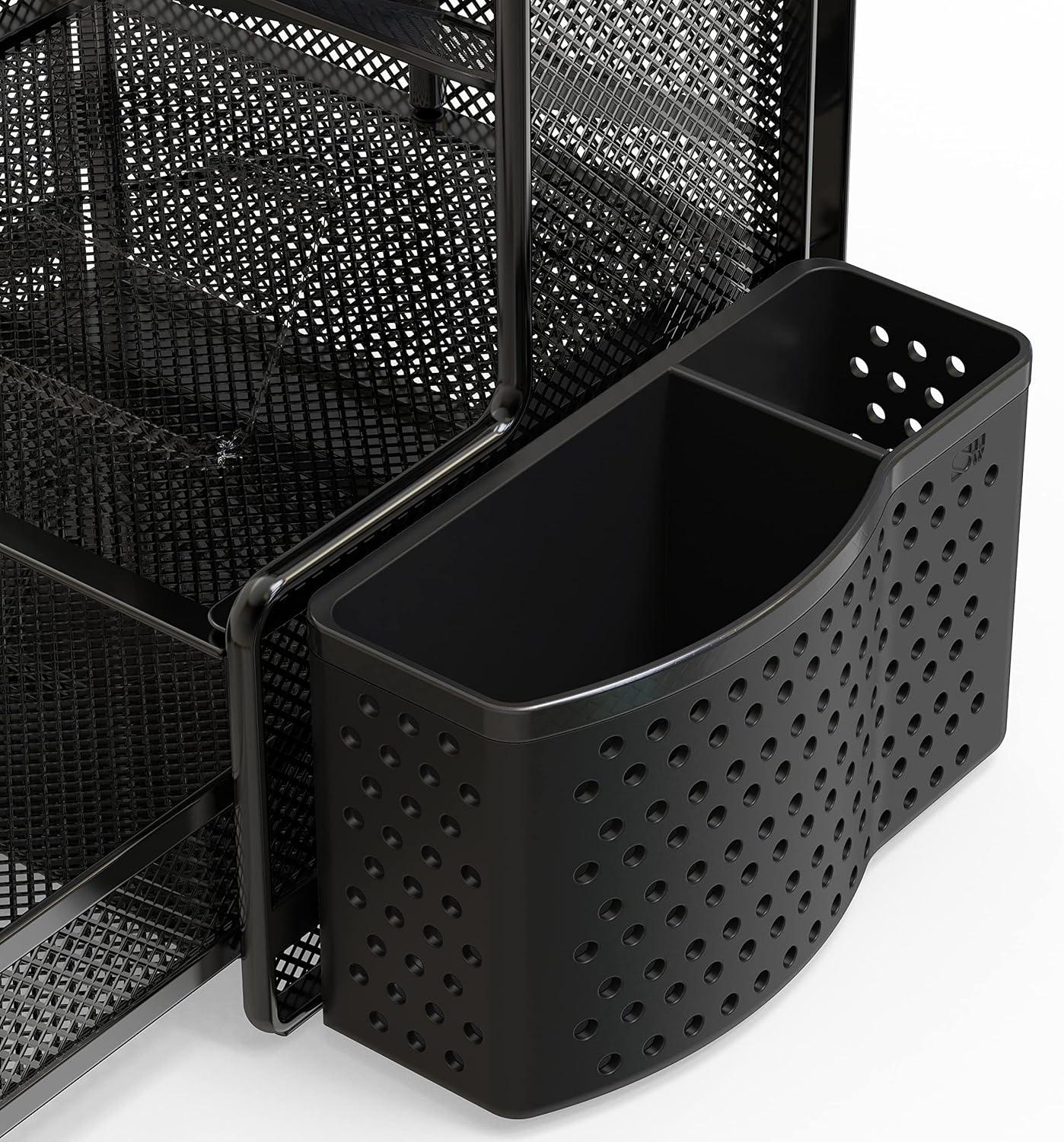 Simple Houseware SHW 6-Compartment Desktop Organizer with Drawer, Black