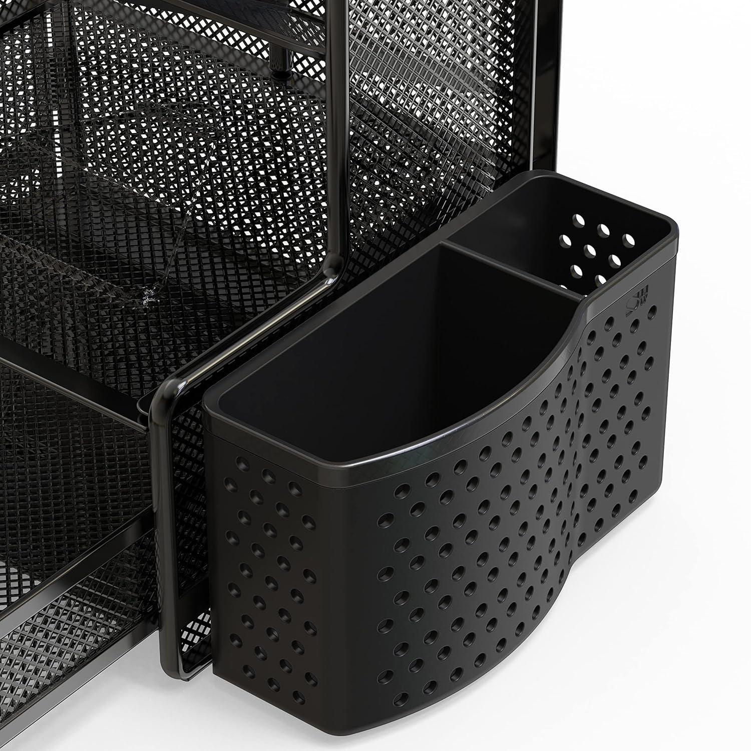 Simple Houseware SHW 6-Compartment Desktop Organizer with Drawer, Black