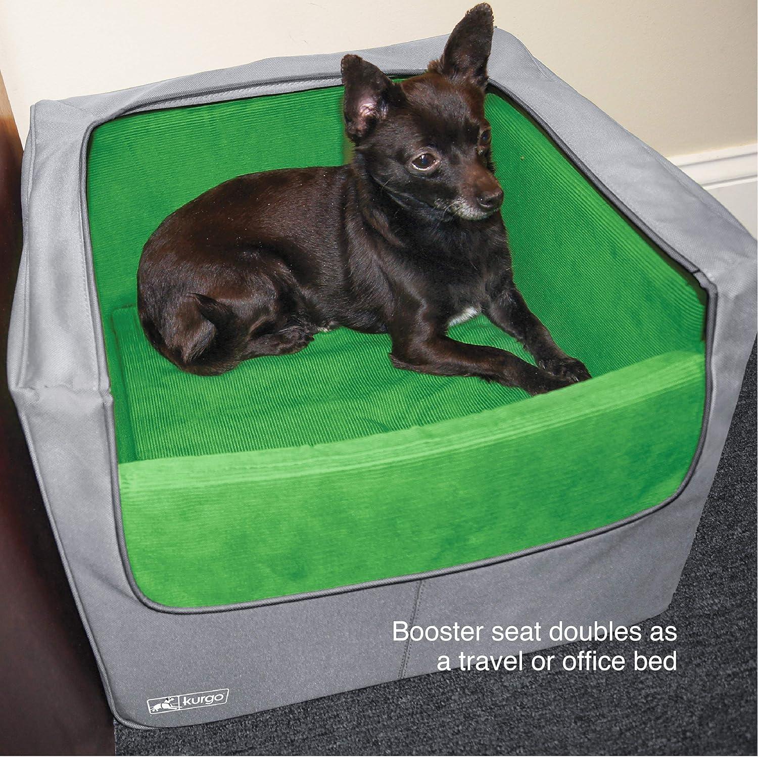 Green and Gray Soft-Sided Dog Car Booster Seat