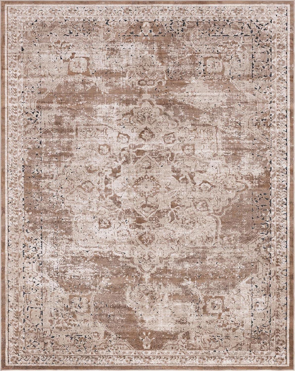 Sophisticated Easy Care 8' x 10' Brown Synthetic Area Rug