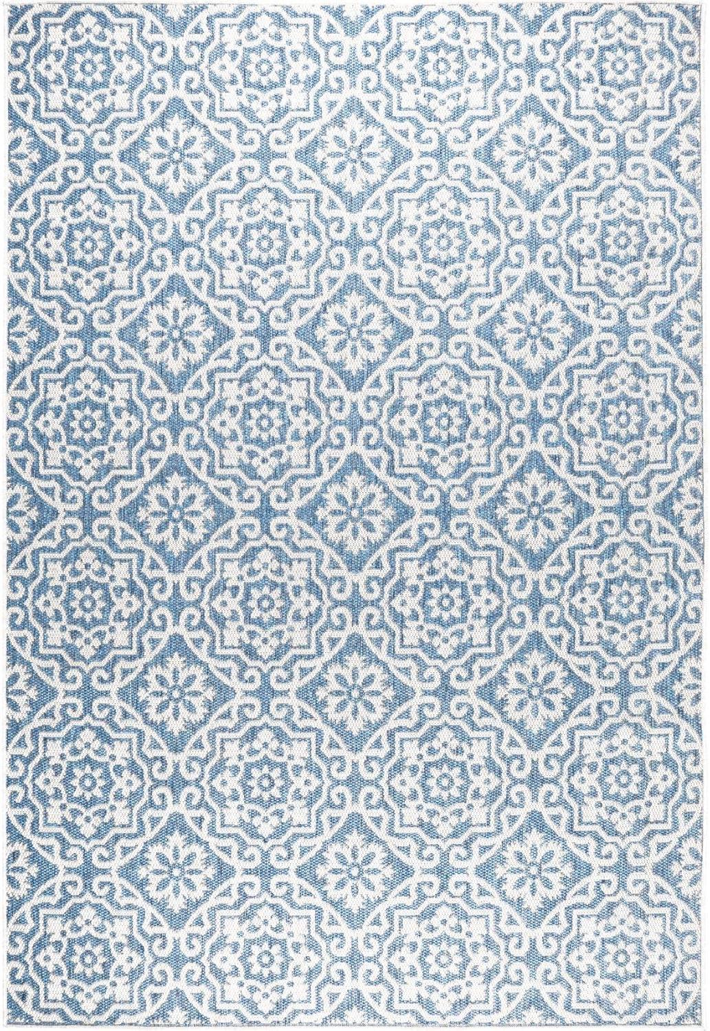 Nicole Miller New York Patio Country Danica Geometric Indoor/Outdoor Area Rug, Blue/Gray