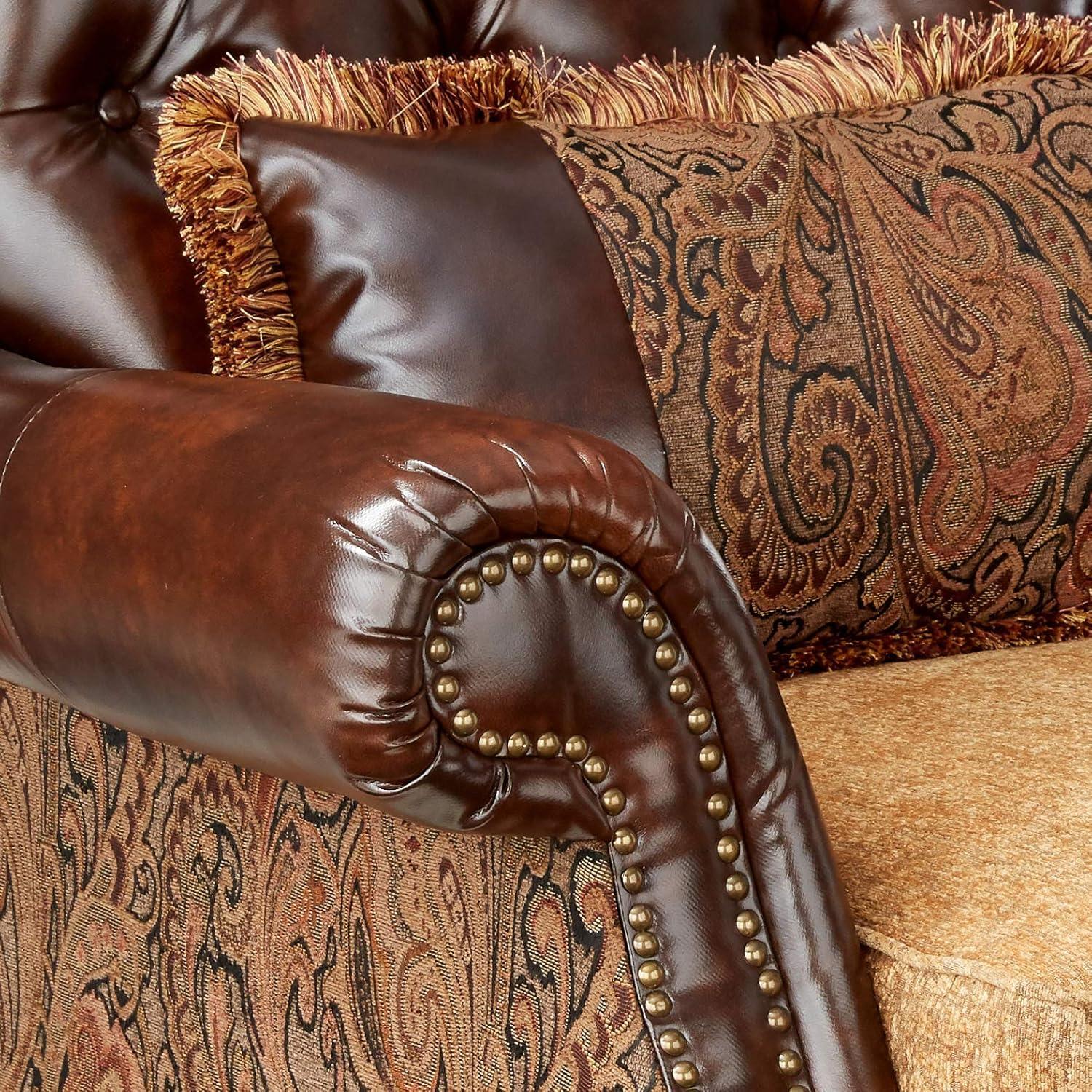 Dreena Brown Floral Faux Leather Accent Chair