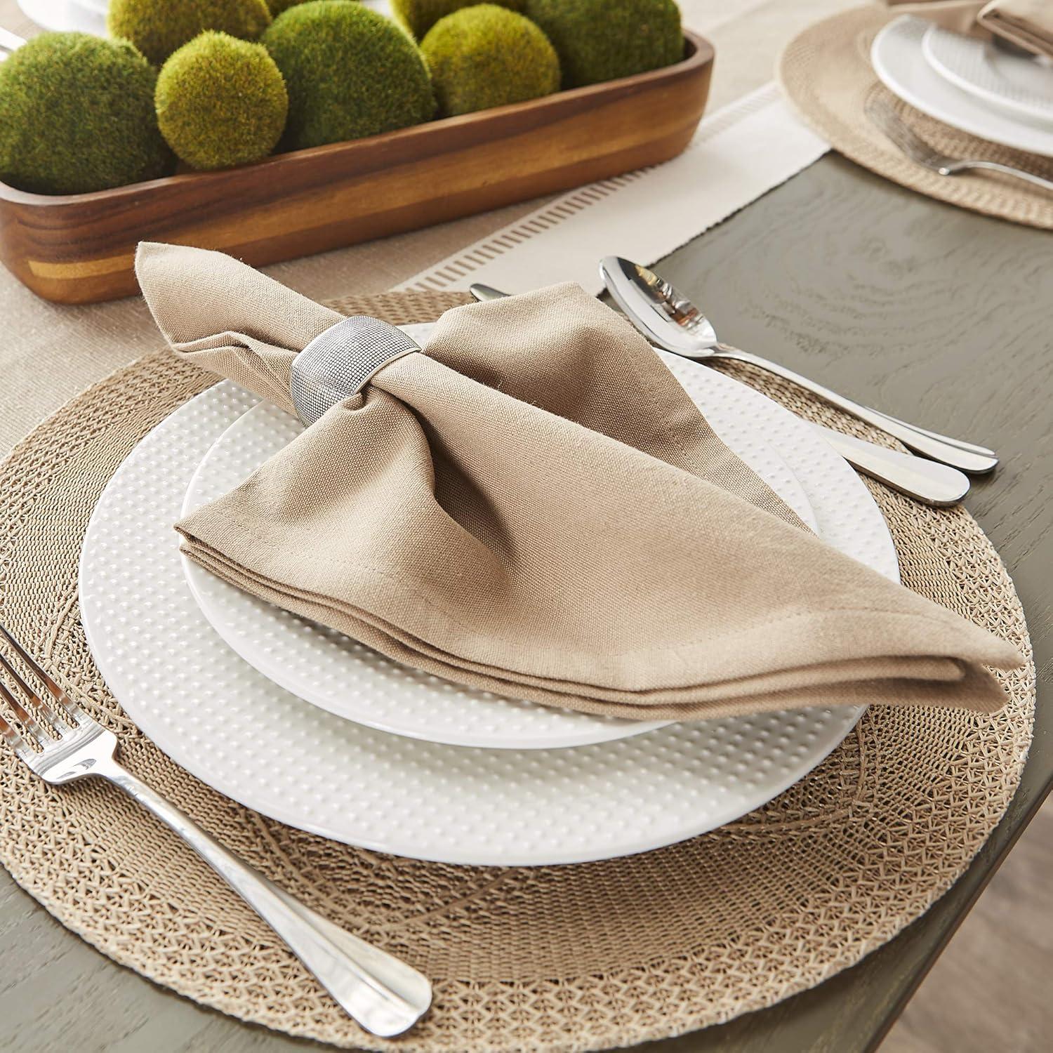 Design Imports  Solid Cotton Napkin Set 6 Piece, Stone, 20X20"