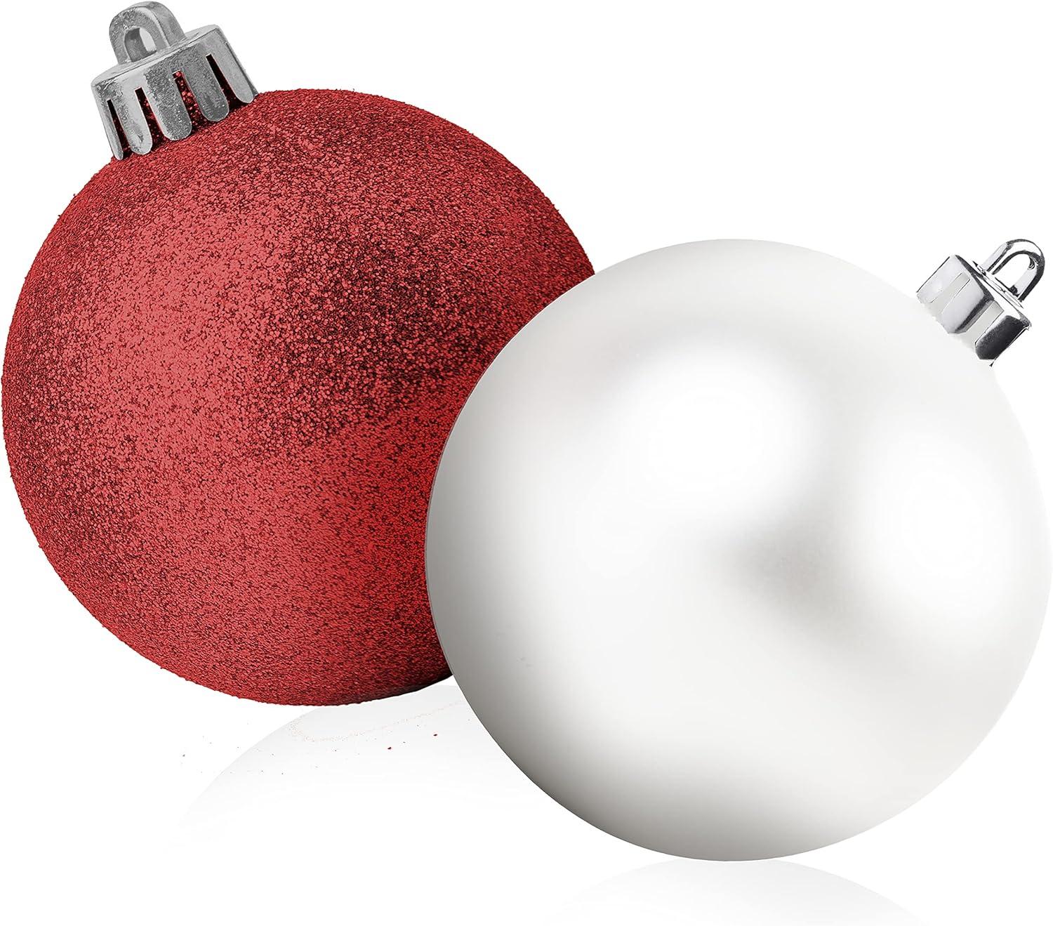 R N' Ds Shatterproof Christmas Ball Tree Ornament - Red and White - 100 Pack