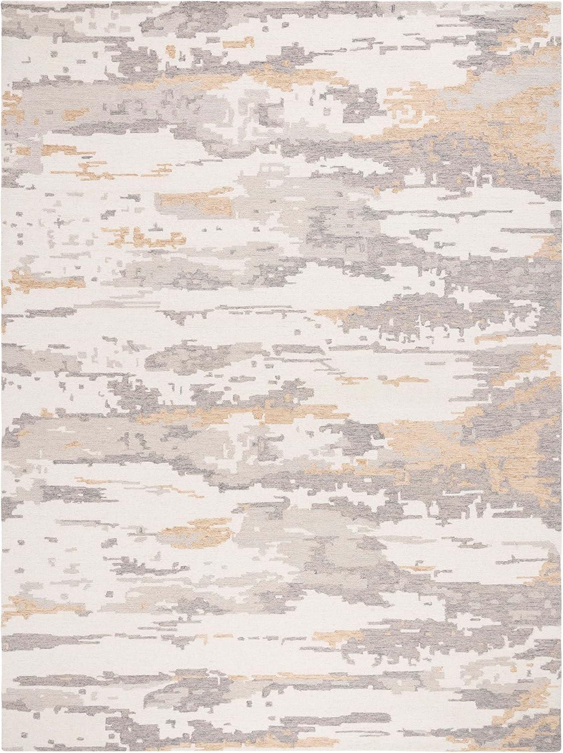 SAFAVIEH Abstract Seachlann Distressed Abstract Wool Area Rug, Ivory/Grey, 8' x 10'