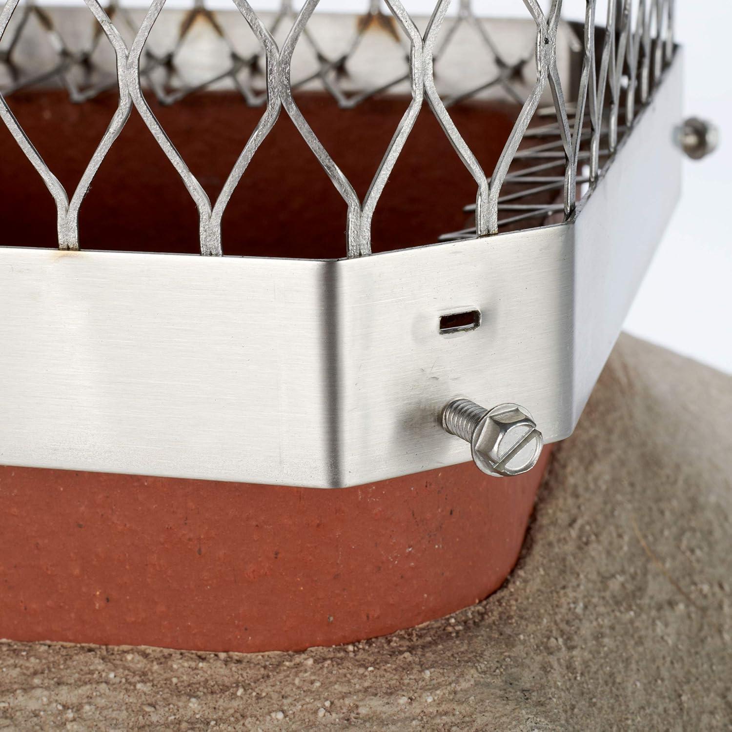 HY-C SCSS1313 Shelter Bolt On Single Flue Chimney Cover, Mesh Size 3/4", Fits Outside Existing Clay Flue Tile Dimensions 13" x 13", Stainless Steel