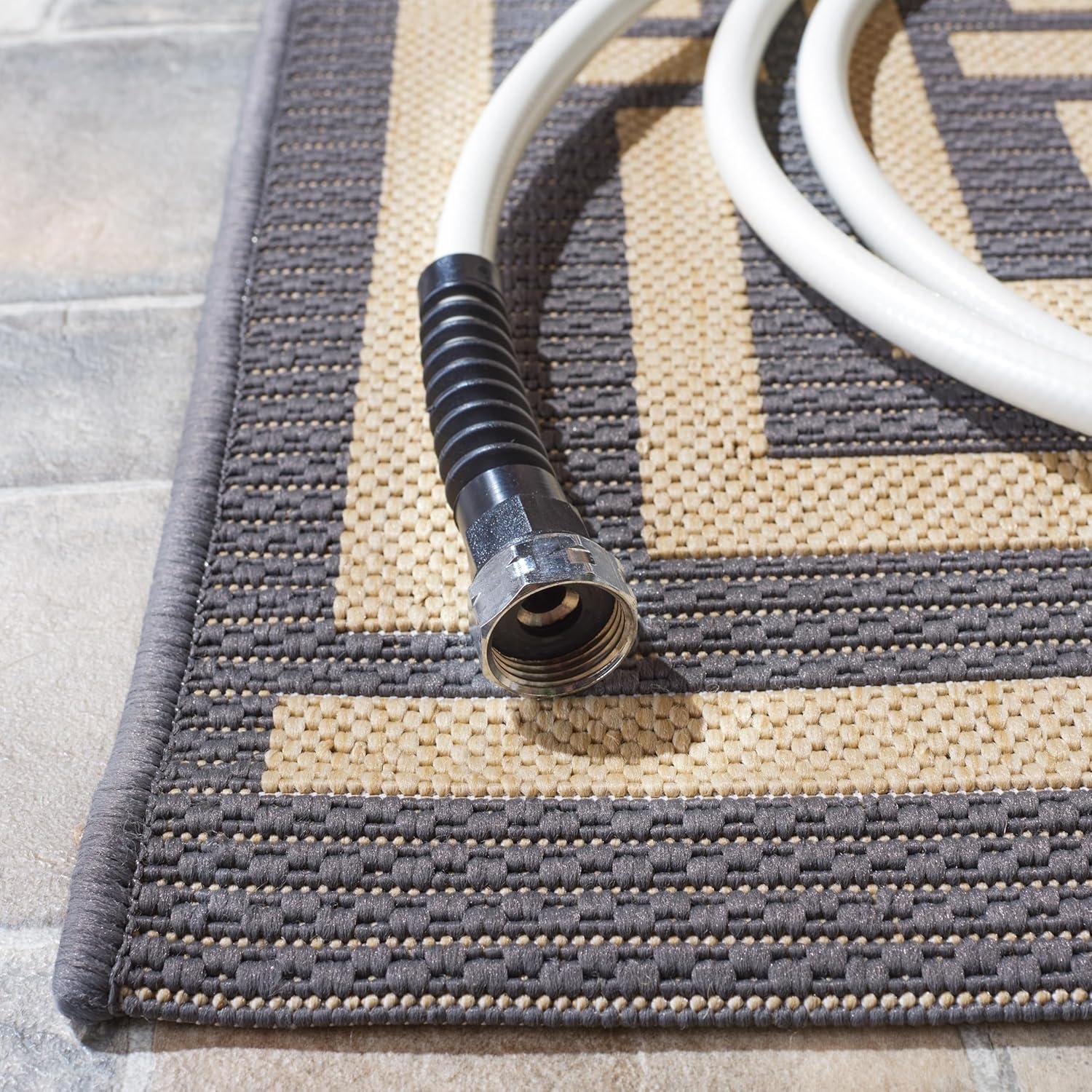 Courtyard CY6937 Power Loomed Indoor and Outdoor Area Rug - Grey/Cream - 9'x12' - Safavieh