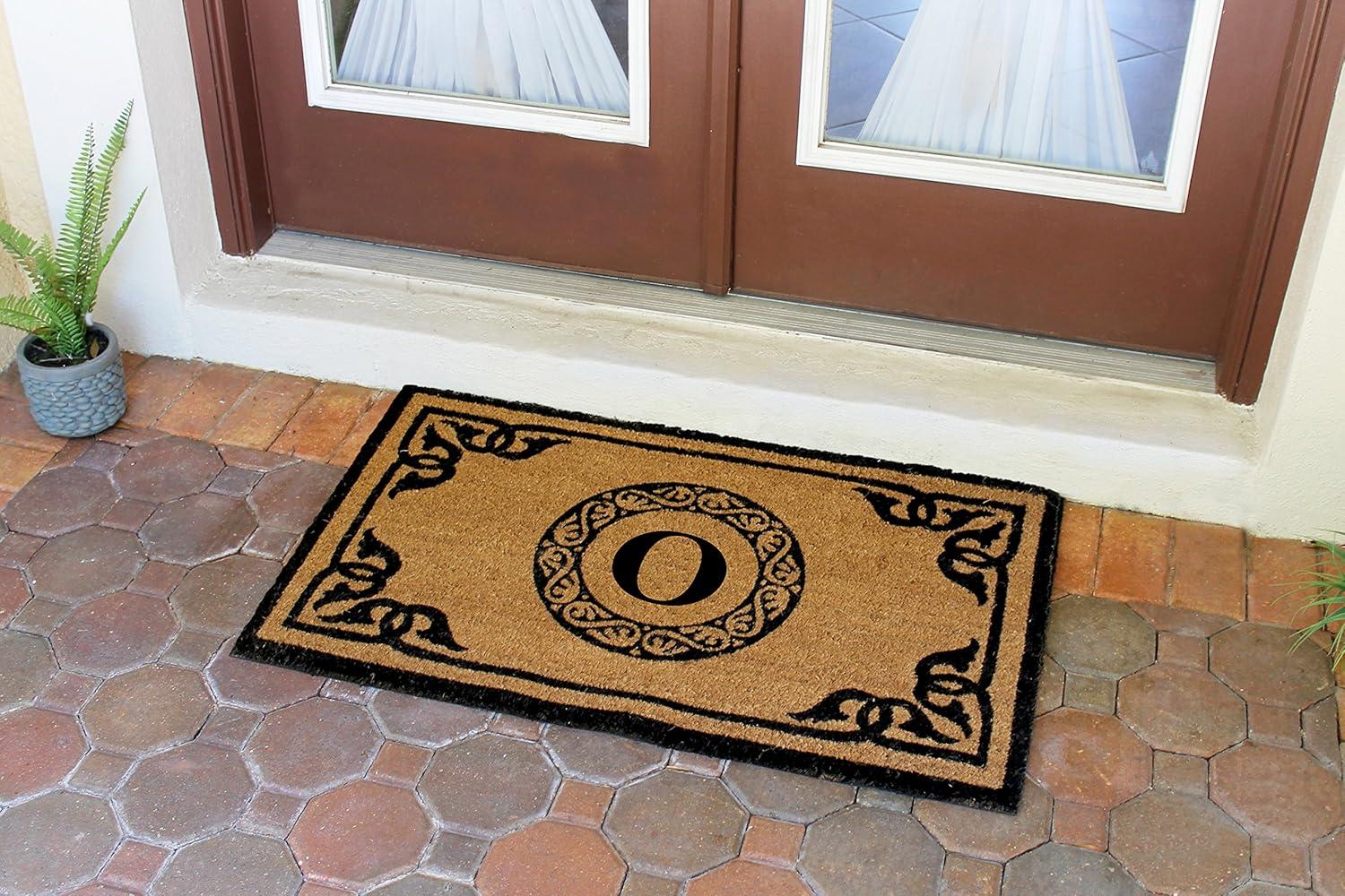 A1HC First Impression Hand Crafted by Artisans Geneva Monogrammed Entry Doormat, 24"X39" O