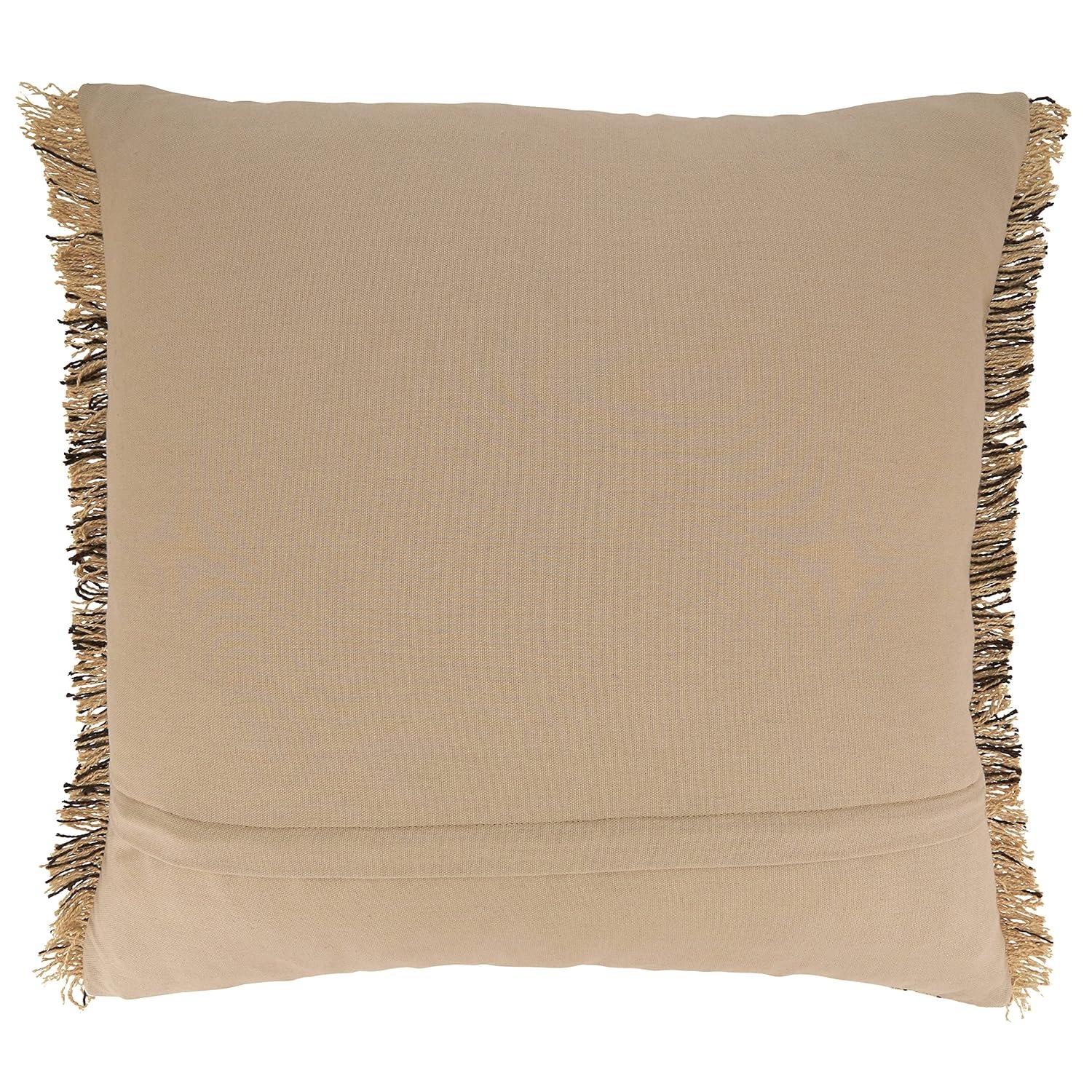 22"x22" Cotton Kantha Stitch Square Pillow Cover with Fringe: Saro Lifestyle