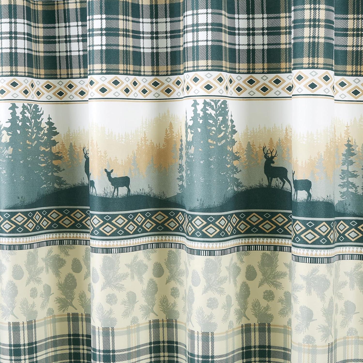 Chezmoi Collection Lake Northwest Cabin Lodge Window Curtain Set (Set of 2), image size:1500x1500