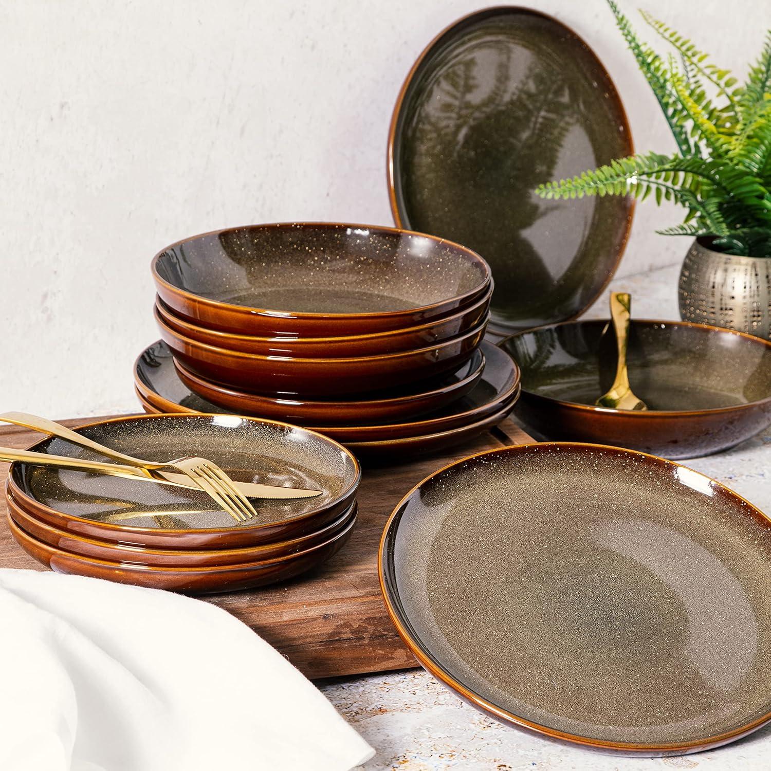 Gibson Elite Edwina 16 Piece Doible Bowl Dinnerware Set