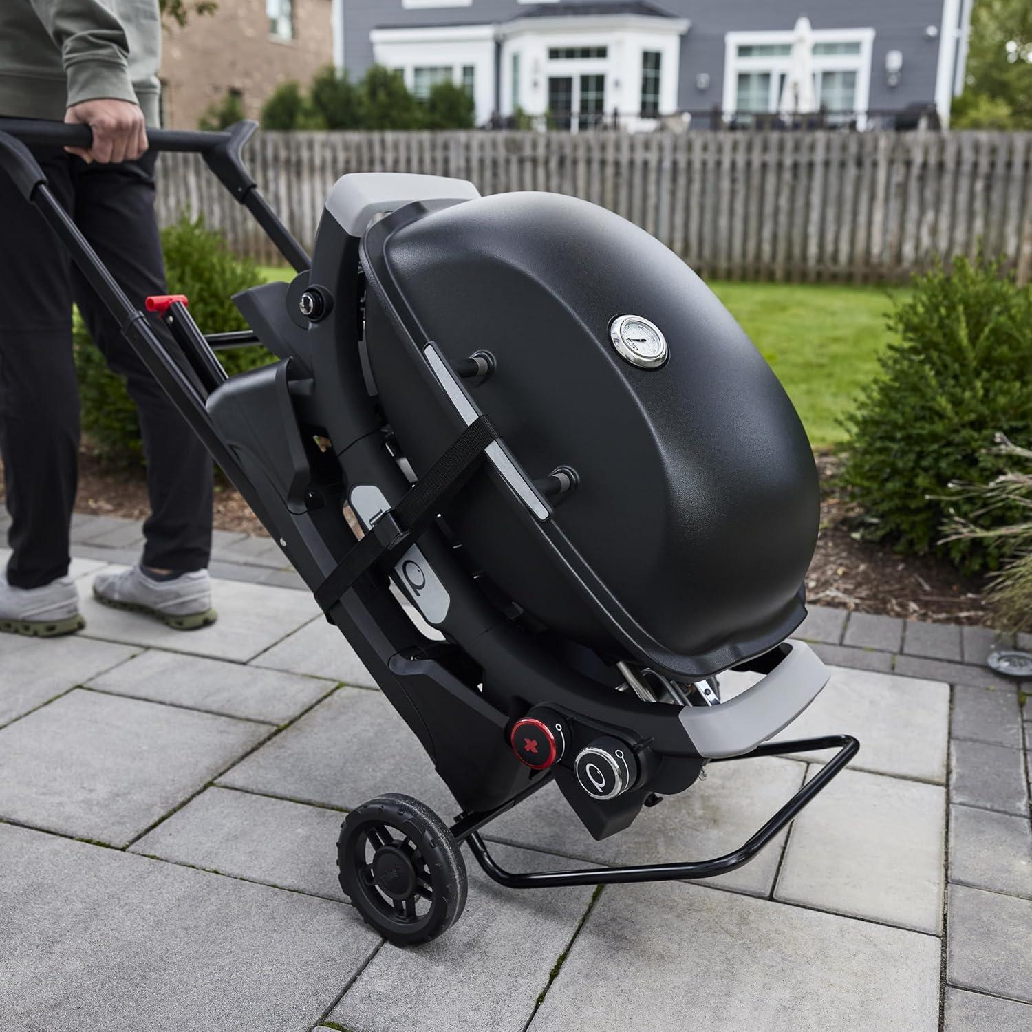 Black Portable Grill Cart with Wheels