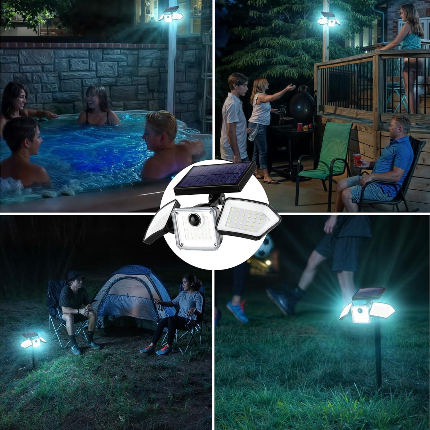 Bell+Howell Solar Lights for Outside, Solar Powered Outdoor Lights, Flood Lights 2-Pack Motion Sensor Waterproof LED for Patio Porch Yard