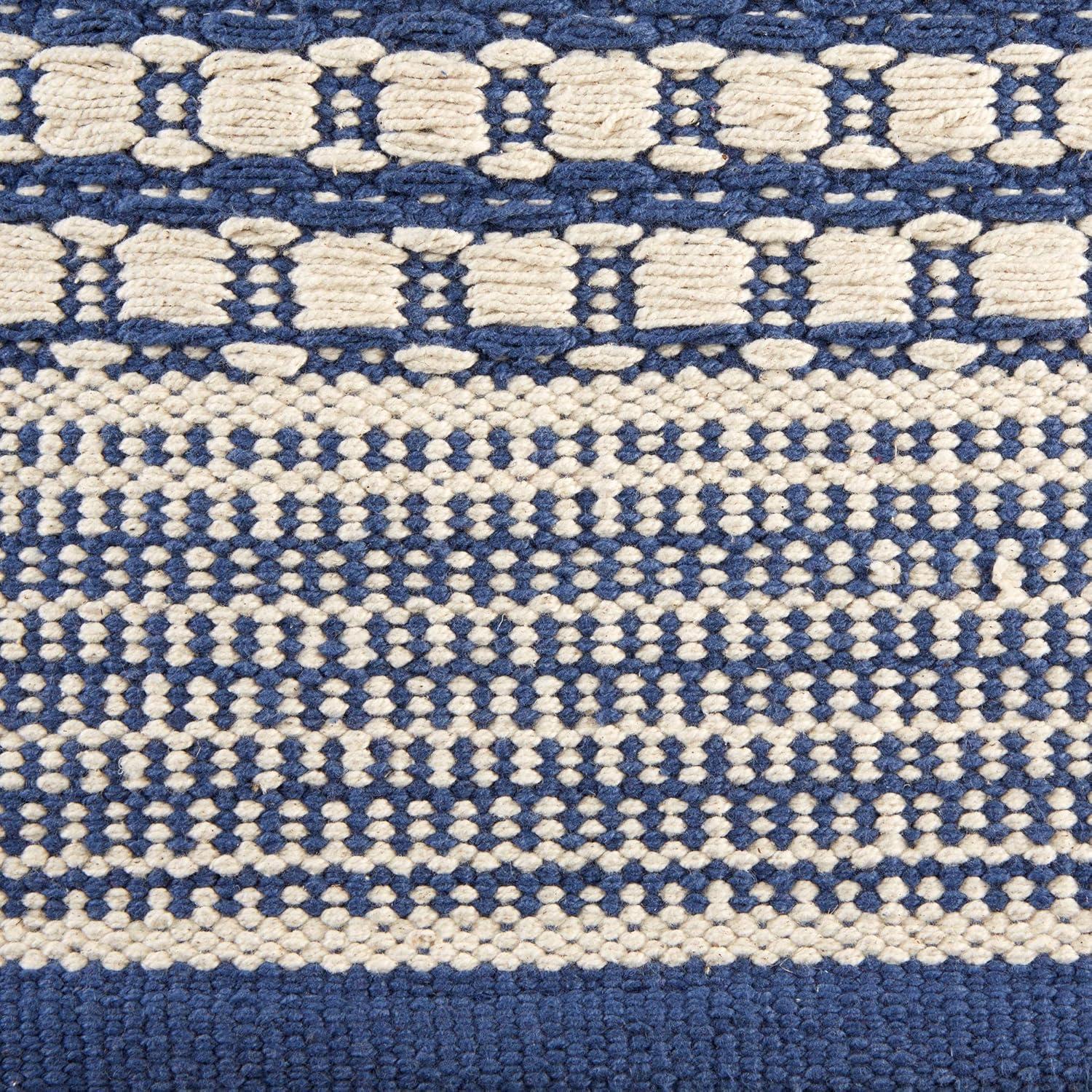 DII French Blue Dobby Stripe Hand-Loomed Rug 2x3 Ft