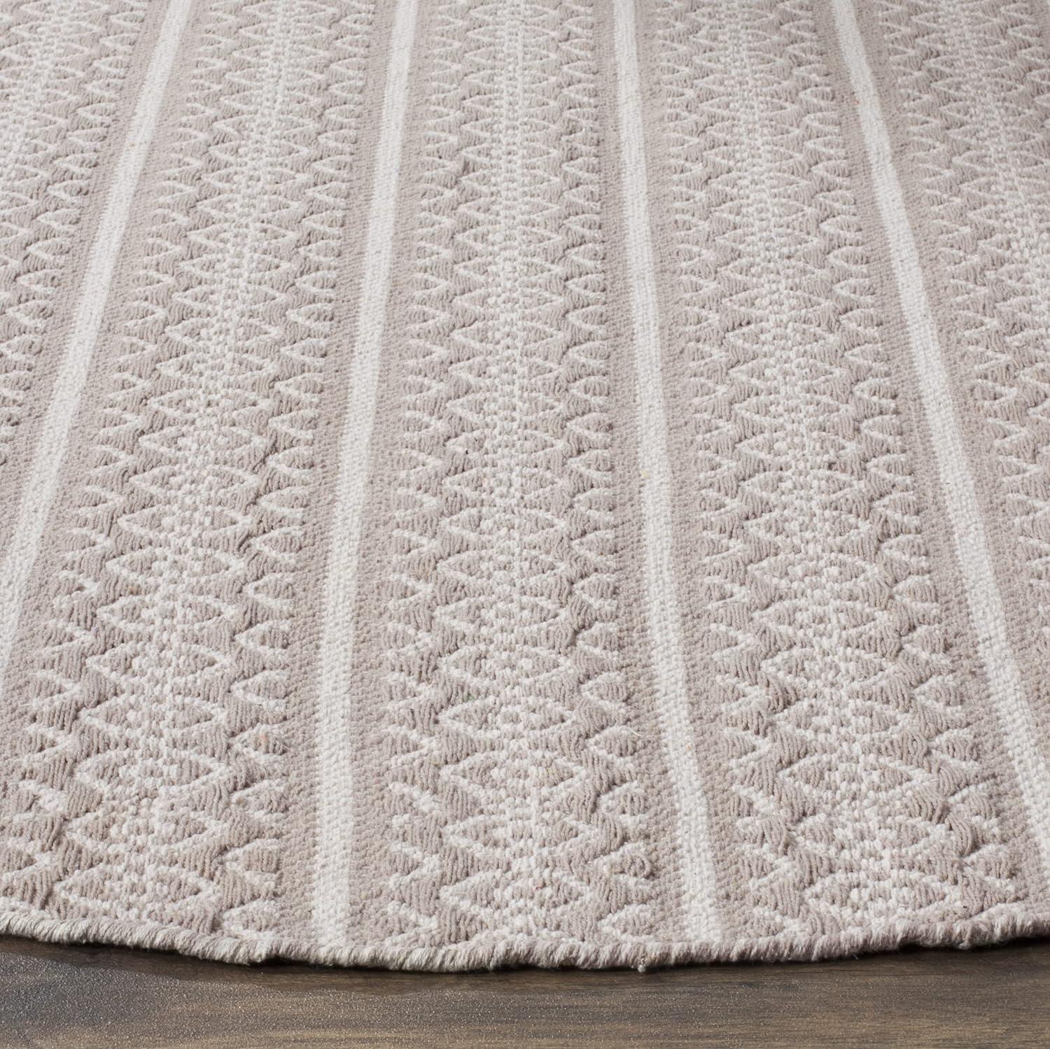 Hand-Woven Grey and Ivory Stripe Wool-Cotton Runner Rug 2'3" x 10'