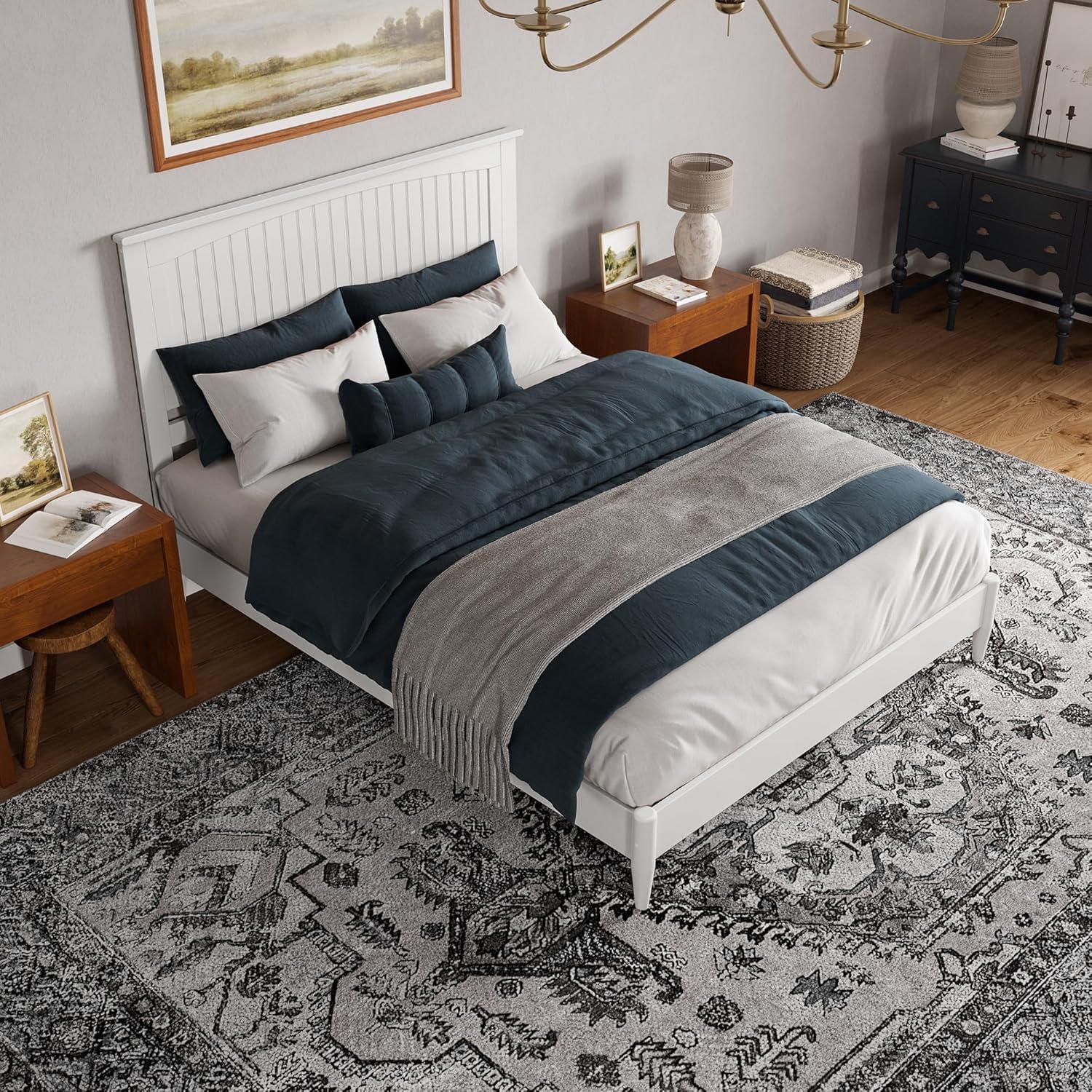 AFI Naples Queen Solid Wood Low Profile Platform Bed, White