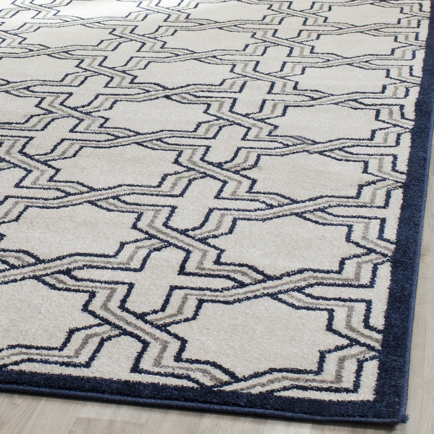 Amherst AMT413 Power Loomed Area Rug - Ivory/Navy - 7'x7' - Safavieh.