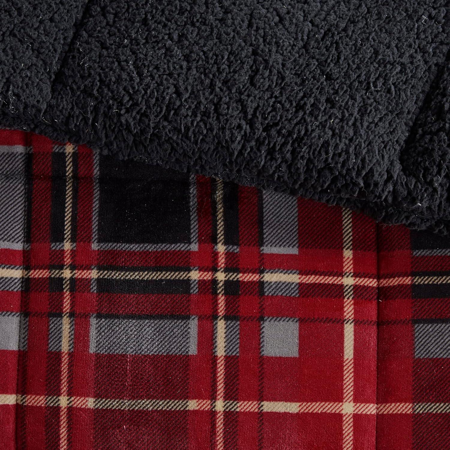 Full Red Plaid Down Alternative Bedspread Set