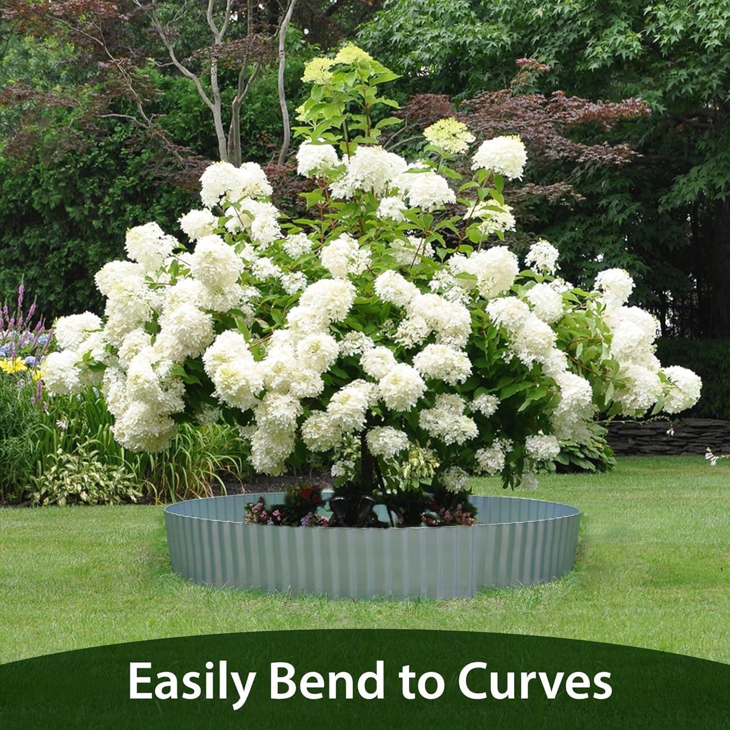 WORTH Wide-Corrugated Galvanized Steel Landscape Lawn Edging - 10" x 20' Flexible Sturdy Garden Long Strips of Metal Edging for Raised Flower Bed Tree Surrounds