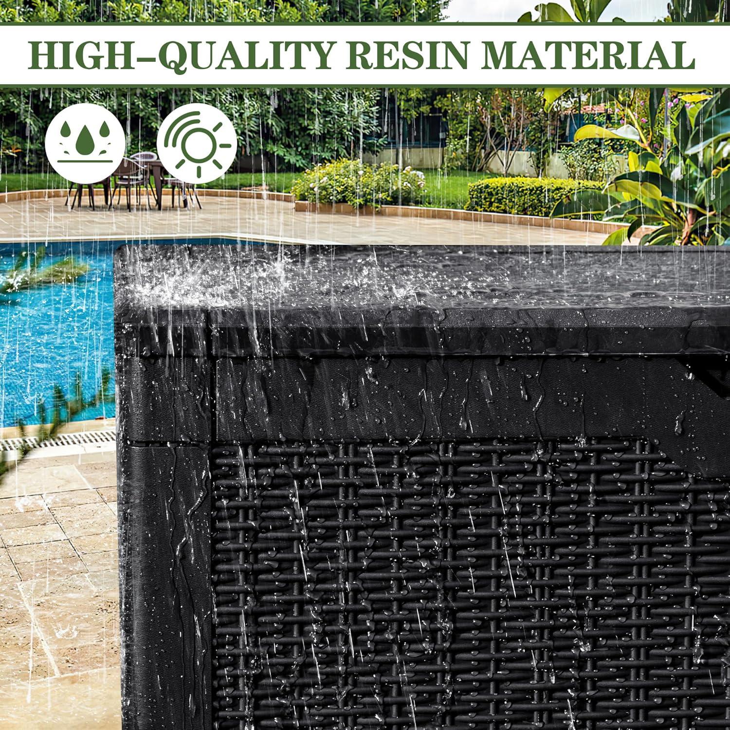GEMBIK 100 Gallon Resin Deck Box, Large Outdoor Storage Bench with Cushions, Black