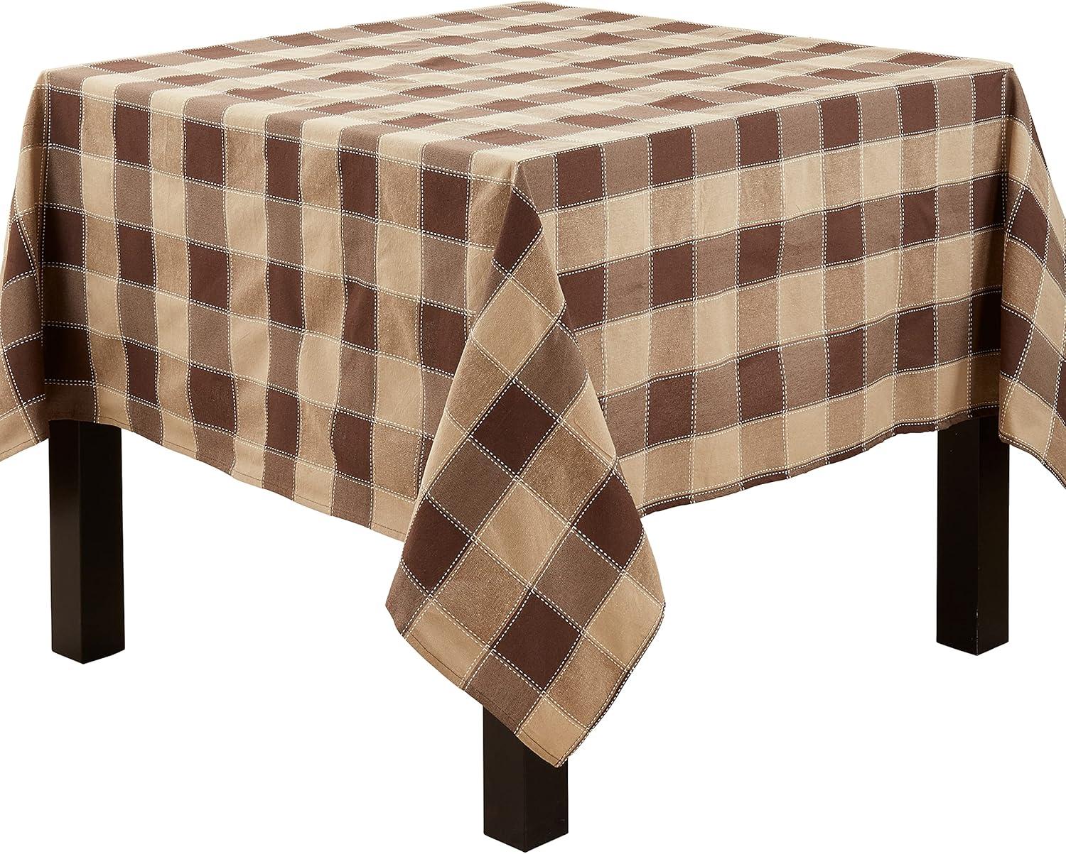 Saro Lifestyle Cotton And Poly Blend Stitched Plaid Tablecloth