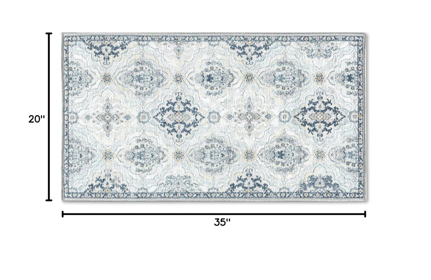 Town & Country Everyday Avani Medallion Everwash Washable Non-Slip Backing Area Rug Gray