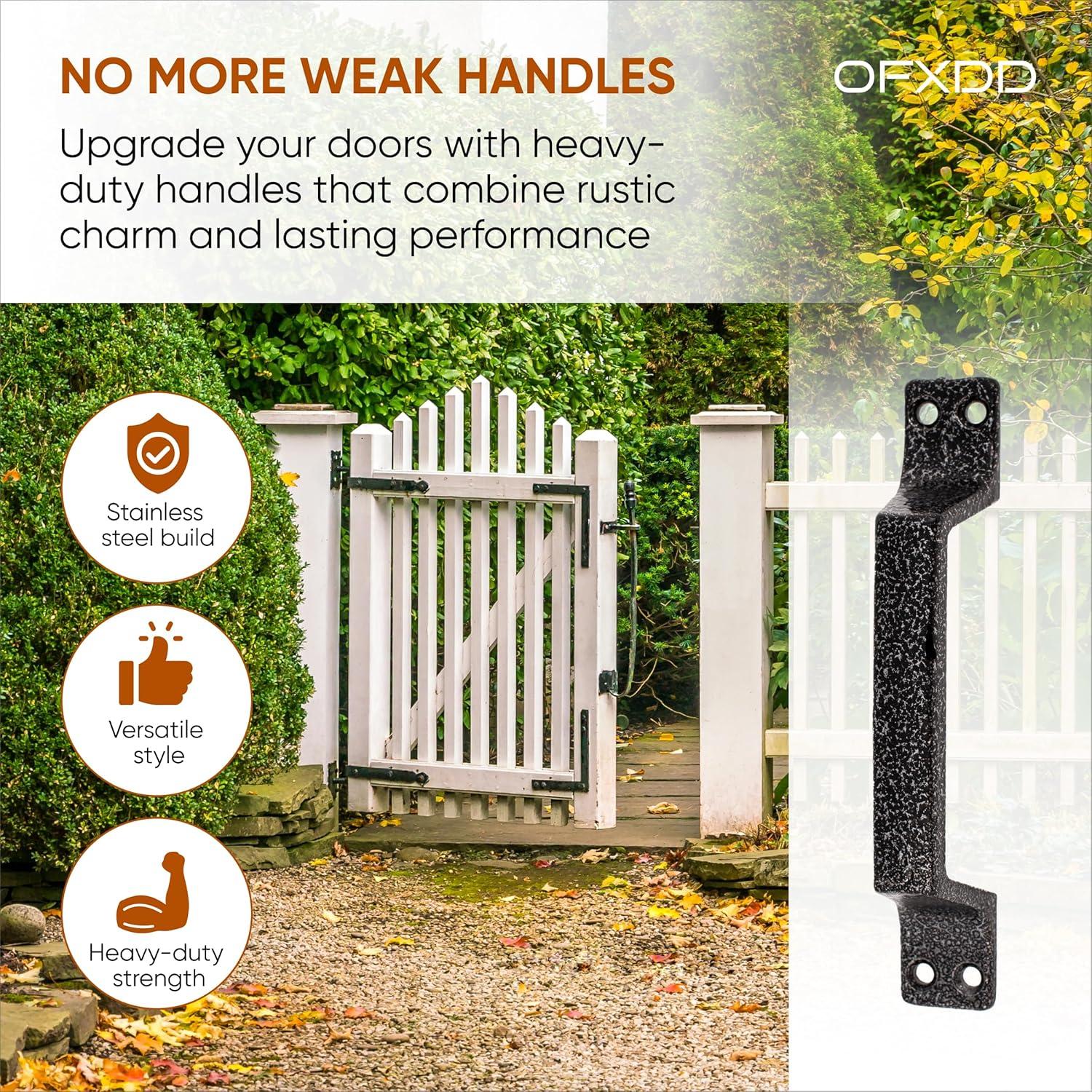 Stainless Steel Pull Handle - Pack of 2 - Heavy Duty Farmhouse Door Black Handle - Utility Metal Gate Pulls Handles Outdoor