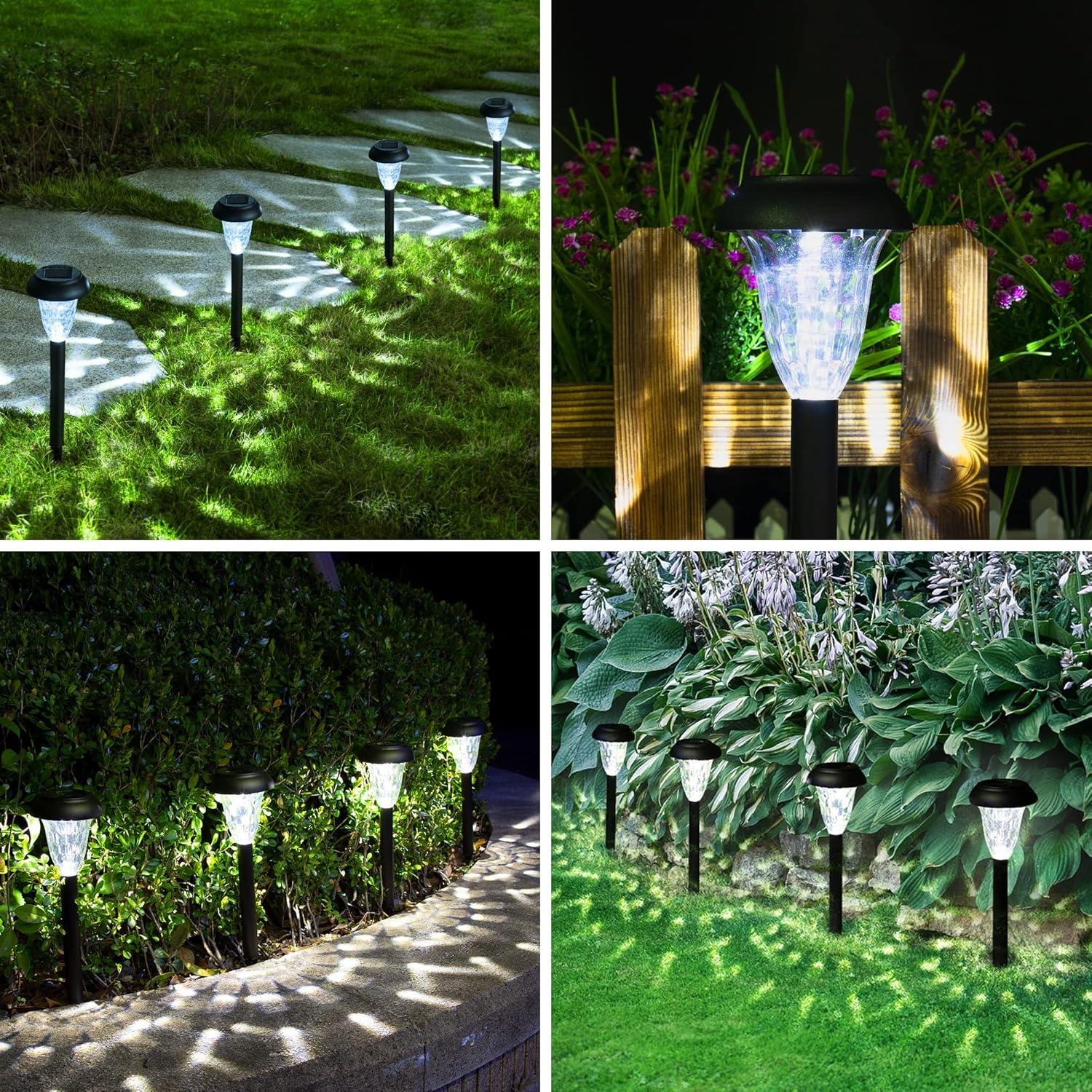 GIGALUMI 16 Pack Solar Pathway Lights Outdoor, LED Light Landscape Lights (Stainless Steel)