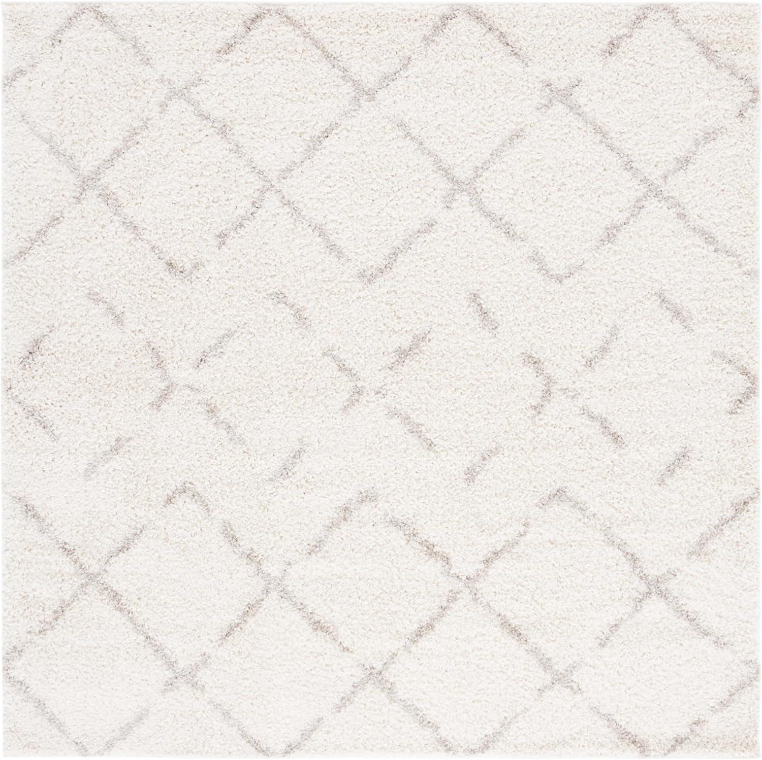 SAFAVIEH Arizona Zarif Geometric Shag Area Rug, Ivory/Beige, 11' x 11' Square