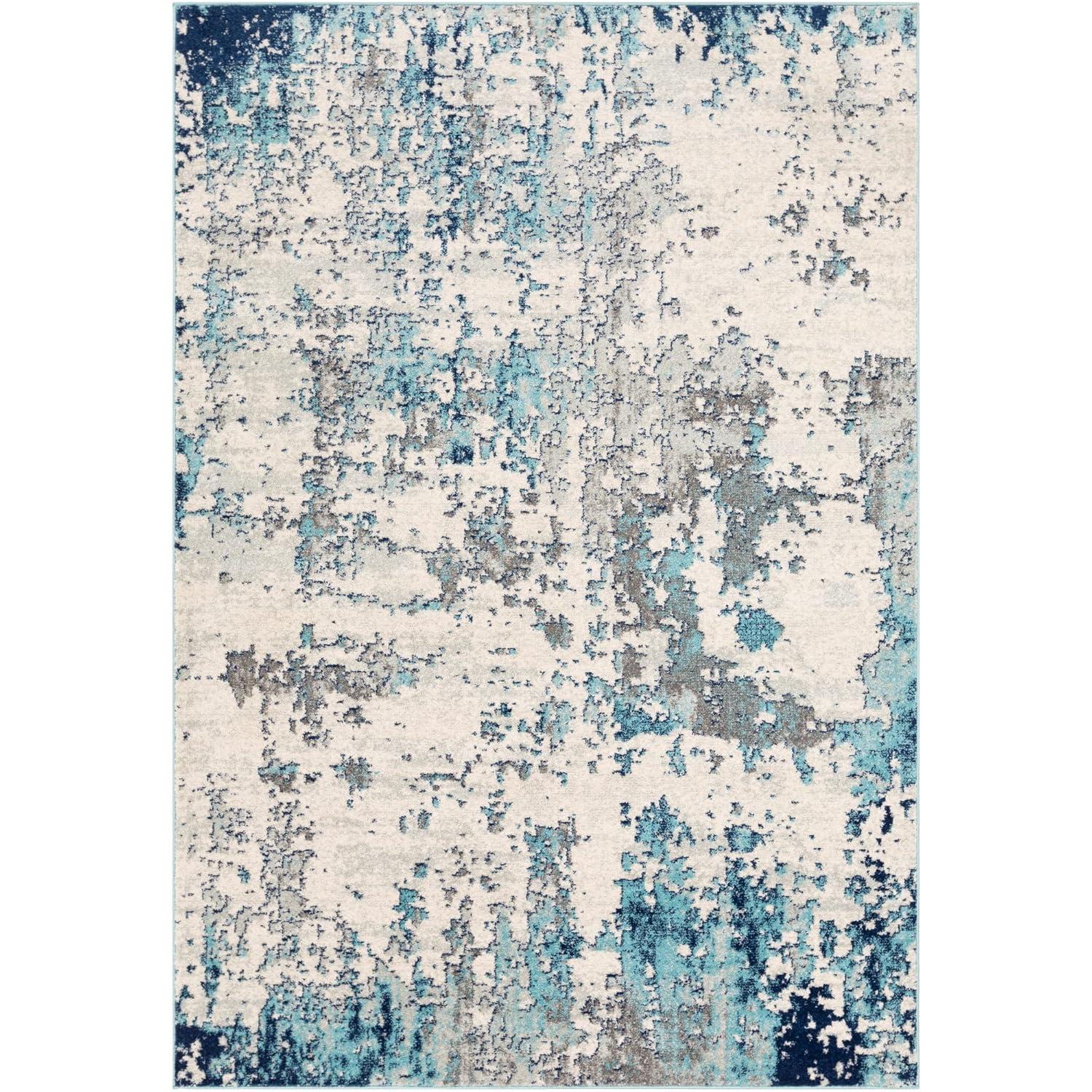 Livabliss 9'x12' High Plains Modern Rug Blue: Stain & Fade-Resistant, Medium Pile, Indoor, Abstract Pattern