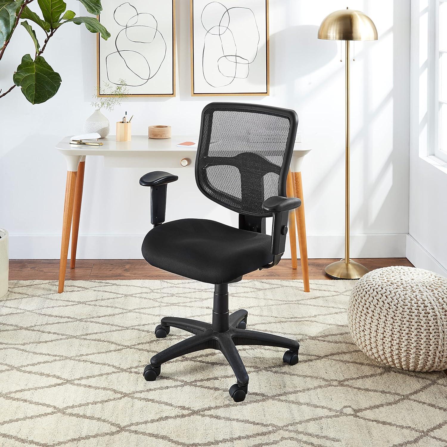 Ergonomic Black Mesh and Fabric Task Chair with Adjustable Arms