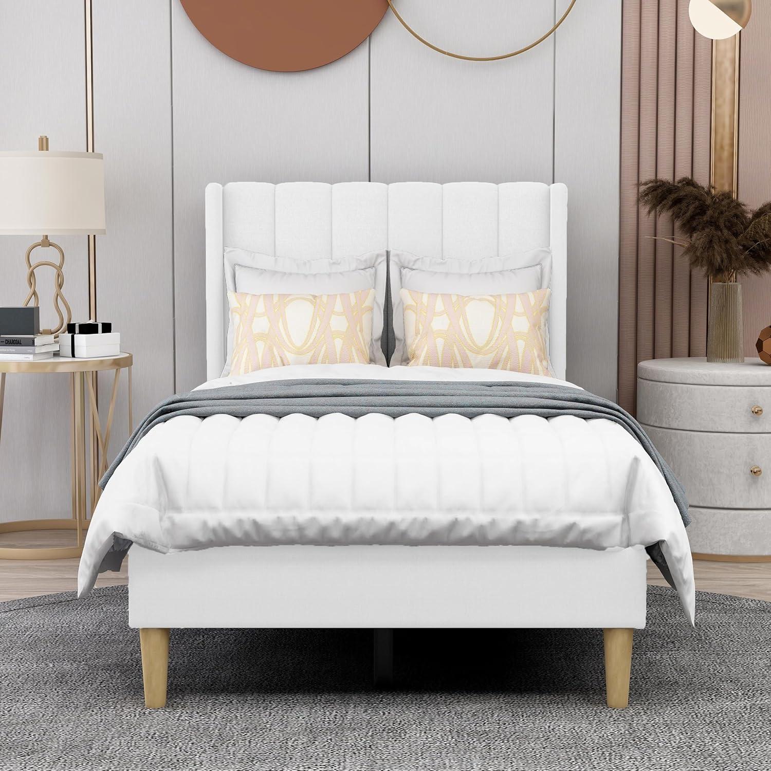 Wade Logan® Eriksay Low Profile Upholstered Platform Bed with Wingback Headboard
