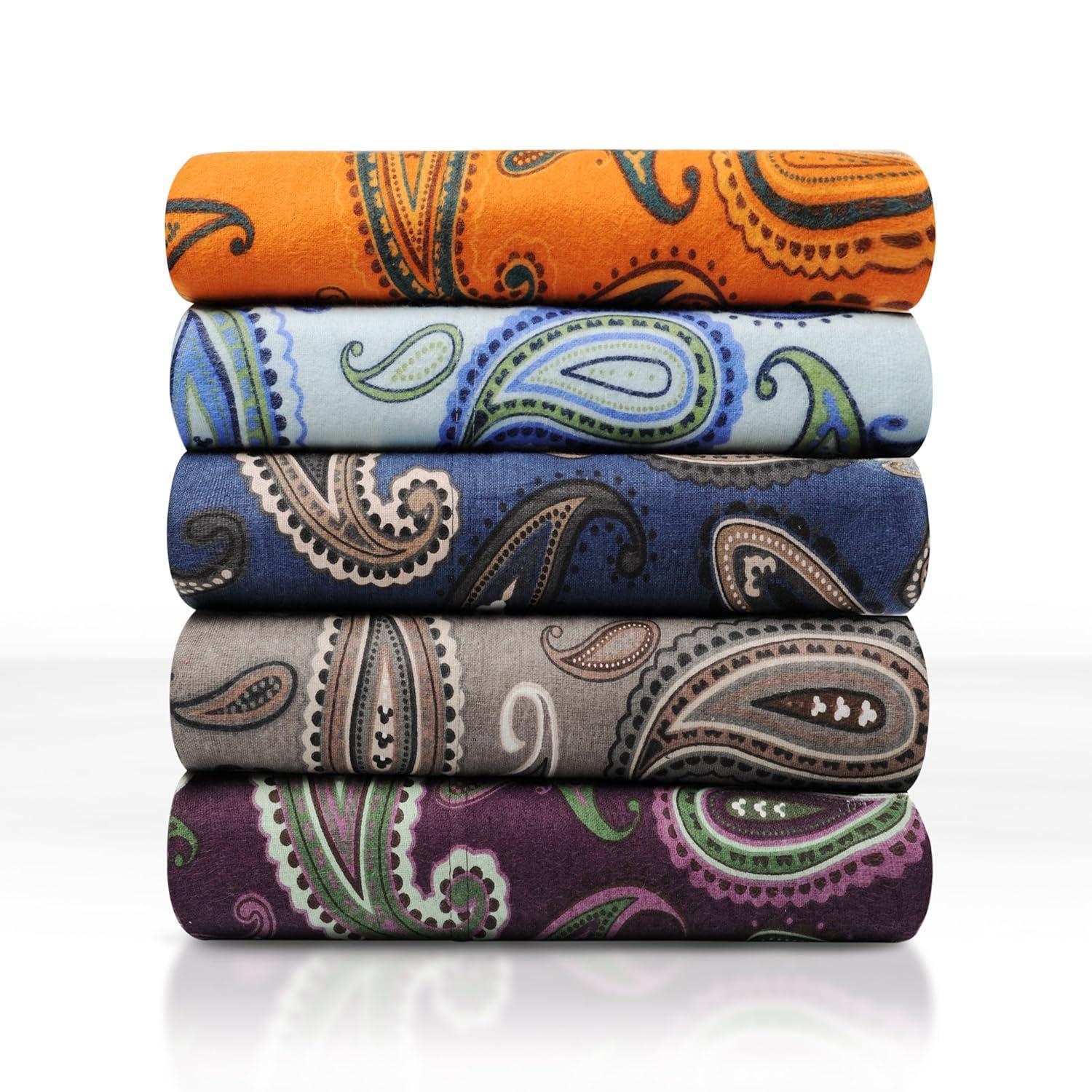 Superior Paisley Flannel Cotton Pillowcase Set, Standard, Light Blue
