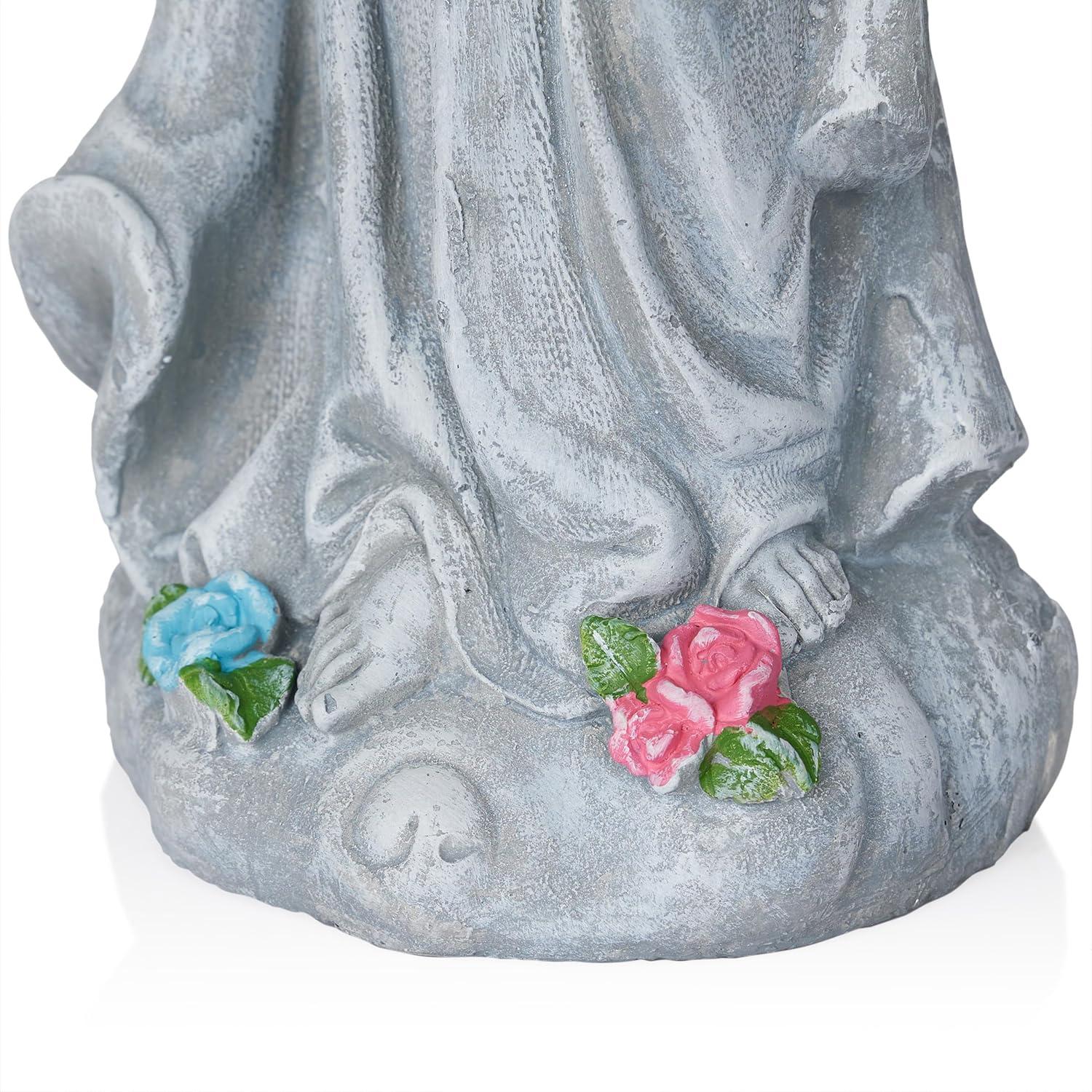 Alpine Corporation 29"H Angel with Yellow Flower Wreath Garden Statue