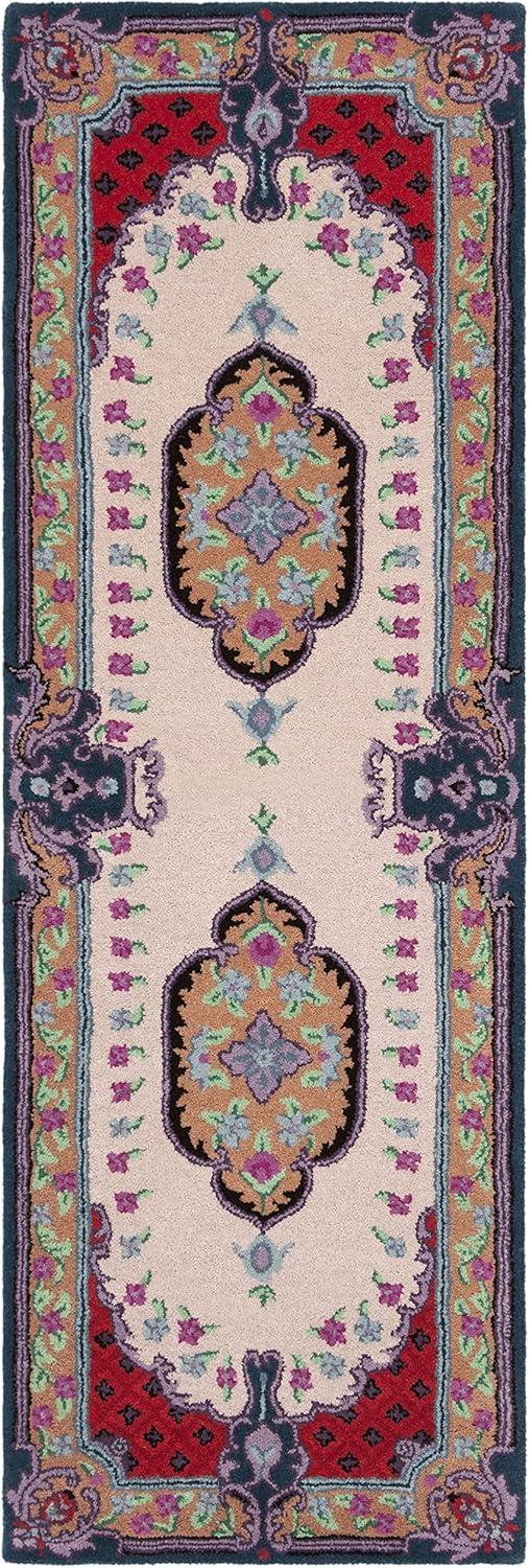 SAFAVIEH Bellagio Chandler Floral Wool Runner Rug, Ivory/Pink, 2'3" x 11'