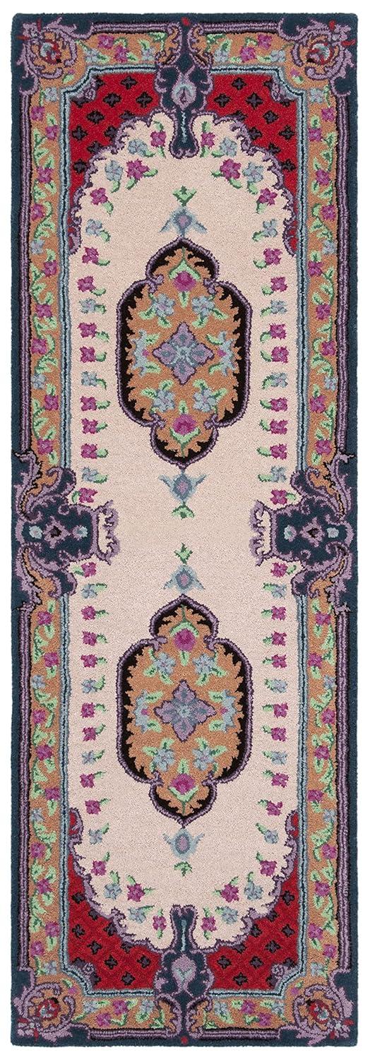 SAFAVIEH Bellagio Chandler Floral Wool Runner Rug, Ivory/Pink, 2'3" x 11'
