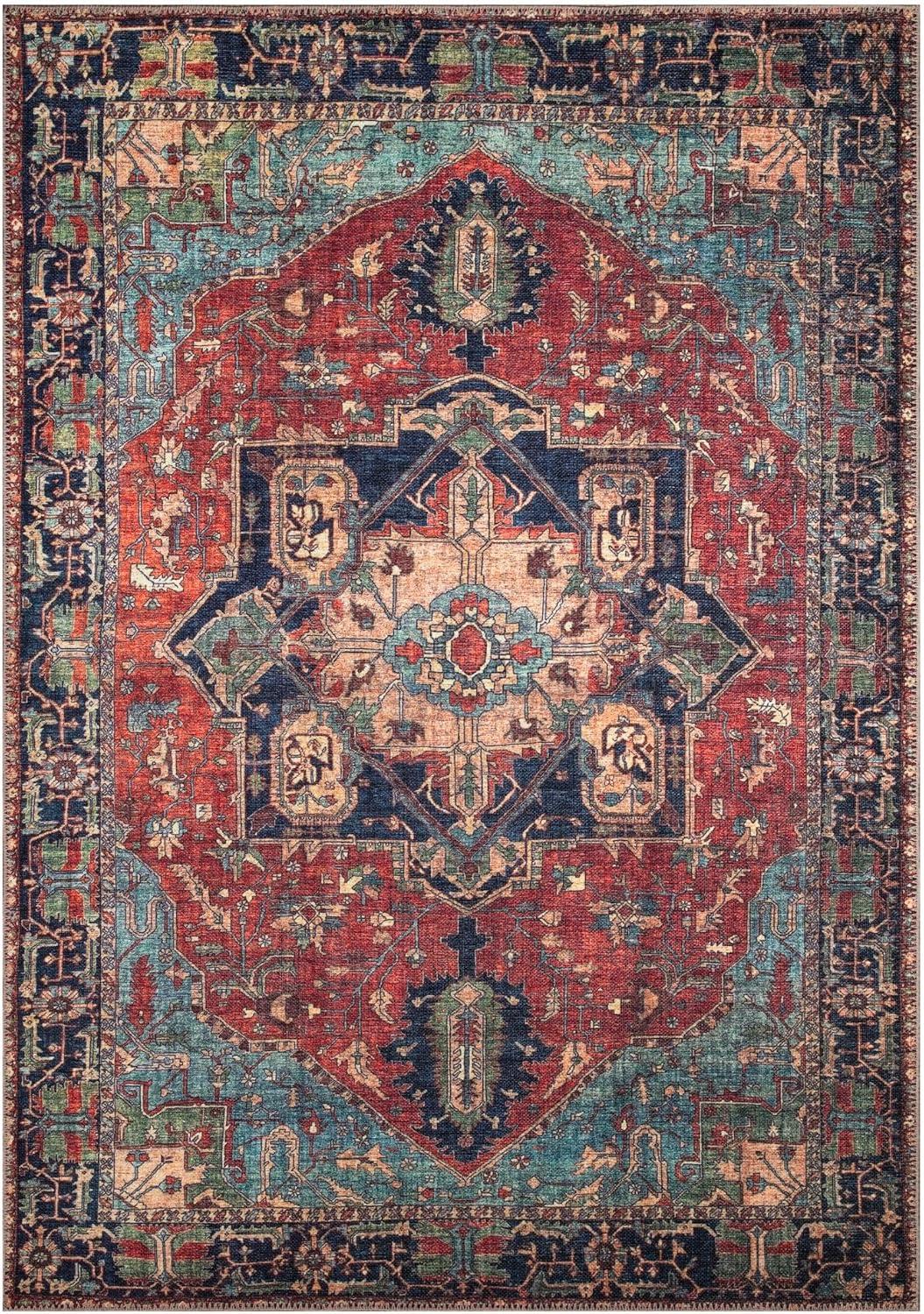 Keen Home Design Machine Washable Area Rugs with Non-slip Backing, Ideal for Hallway, Living Room, Bedroom, Kitchen and Laundry Room, Vintage Moroccan and Low Pile Rug ( 3' x 5' )