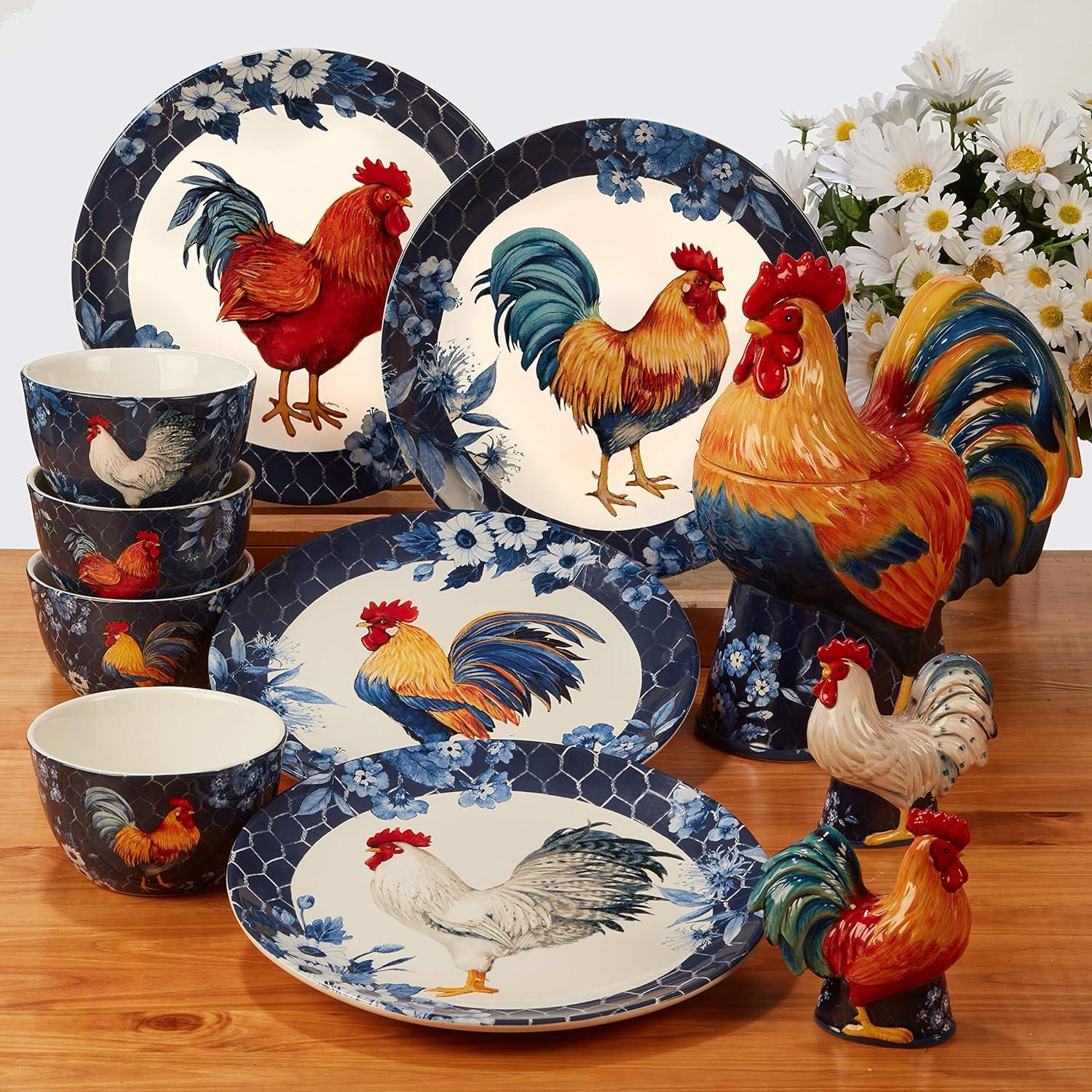 Certified International  Indigo Rooster 16-piece Dinnerware Set, Service for 4