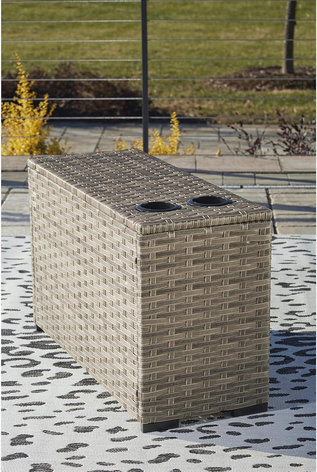 Signature Design by Ashley Contemporary Calworth Outdoor Console, Beige