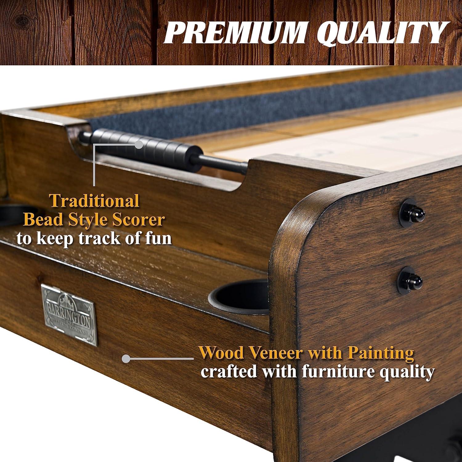 Barrington Billiards Company Barrington Billiards 12' Coventry Shuffleboard Table With Scratch-Resistant Playfield and 8 Puck Set