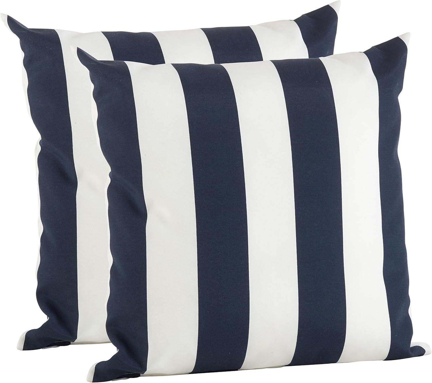 Outdoor Pillow Collection Striped Cotton Reversible Pillow Cover