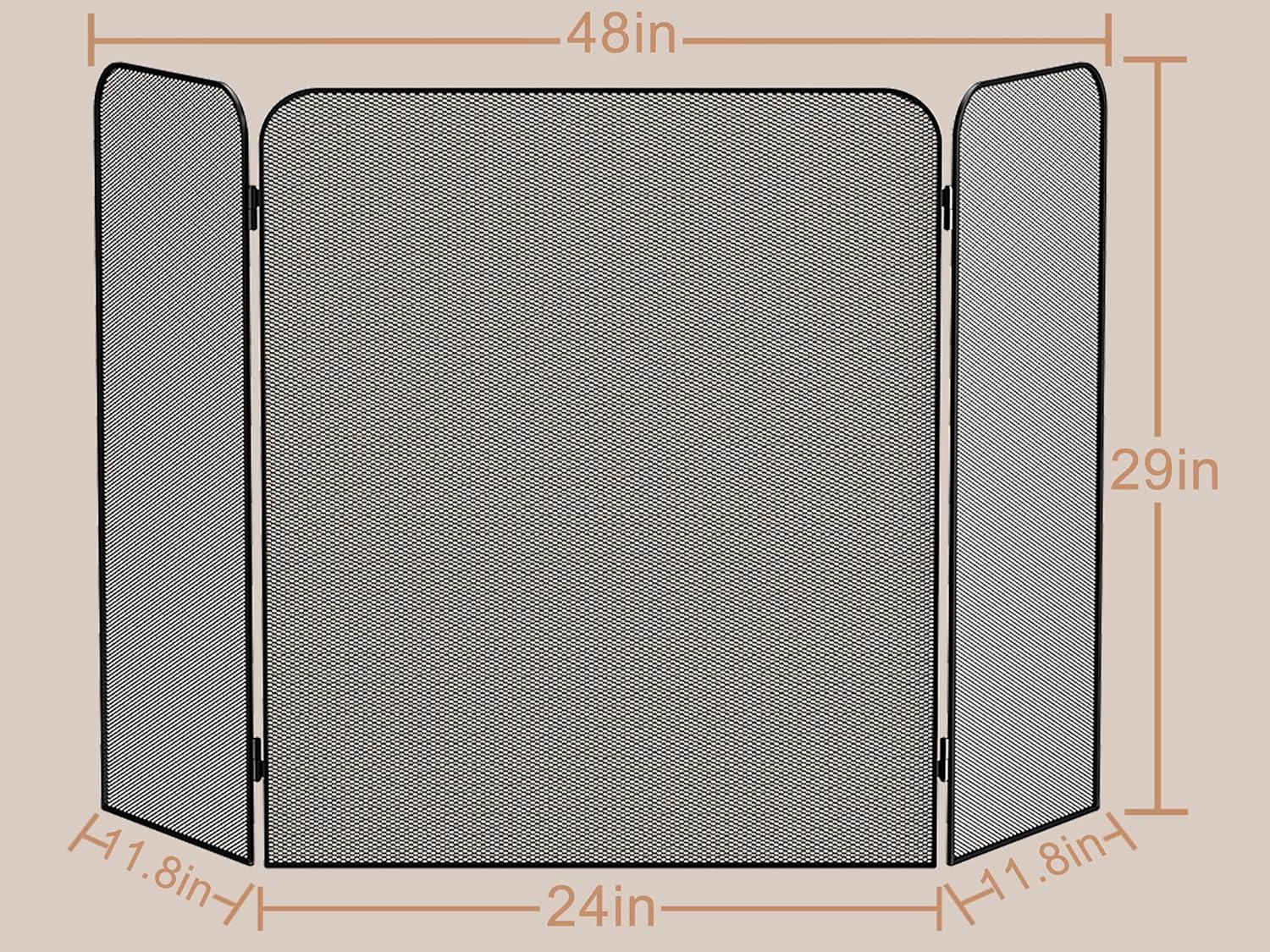 Fire Beauty 3-Panel Metal Fireplace Screen for Fireplace Fire Spark Guard Grate for Living Room Home Decor(29" x 48")