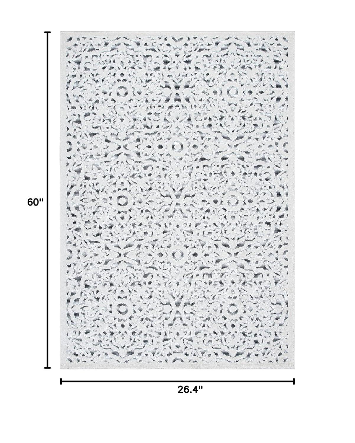 Cabana CBN662 Power Loomed Indoor Accent Rug - Ivory/Grey - 2'2"x5' - Safavieh