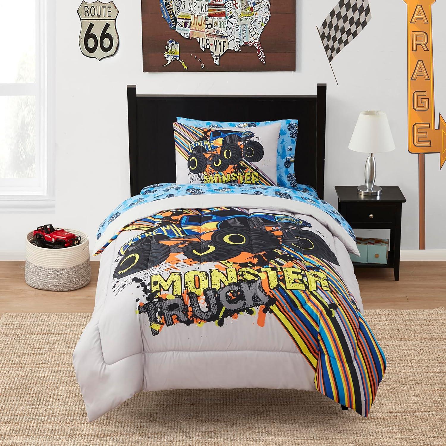 Sweet Home Collection Kids Monster Truck Printed Bed in a Bag Comforter & Sheet Set