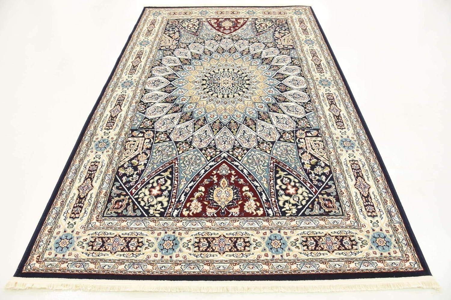 Unique Loom Narenj Collection Area Rug - Adams (5' 1" x 8' Rectangle Navy Blue/Beige)