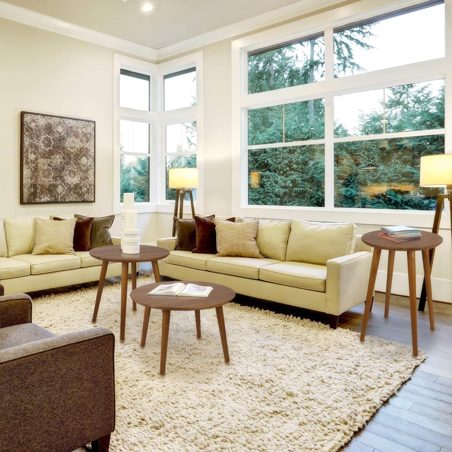 Mesa Natural Cherry Round Coffee Table with Maple Top and Storage