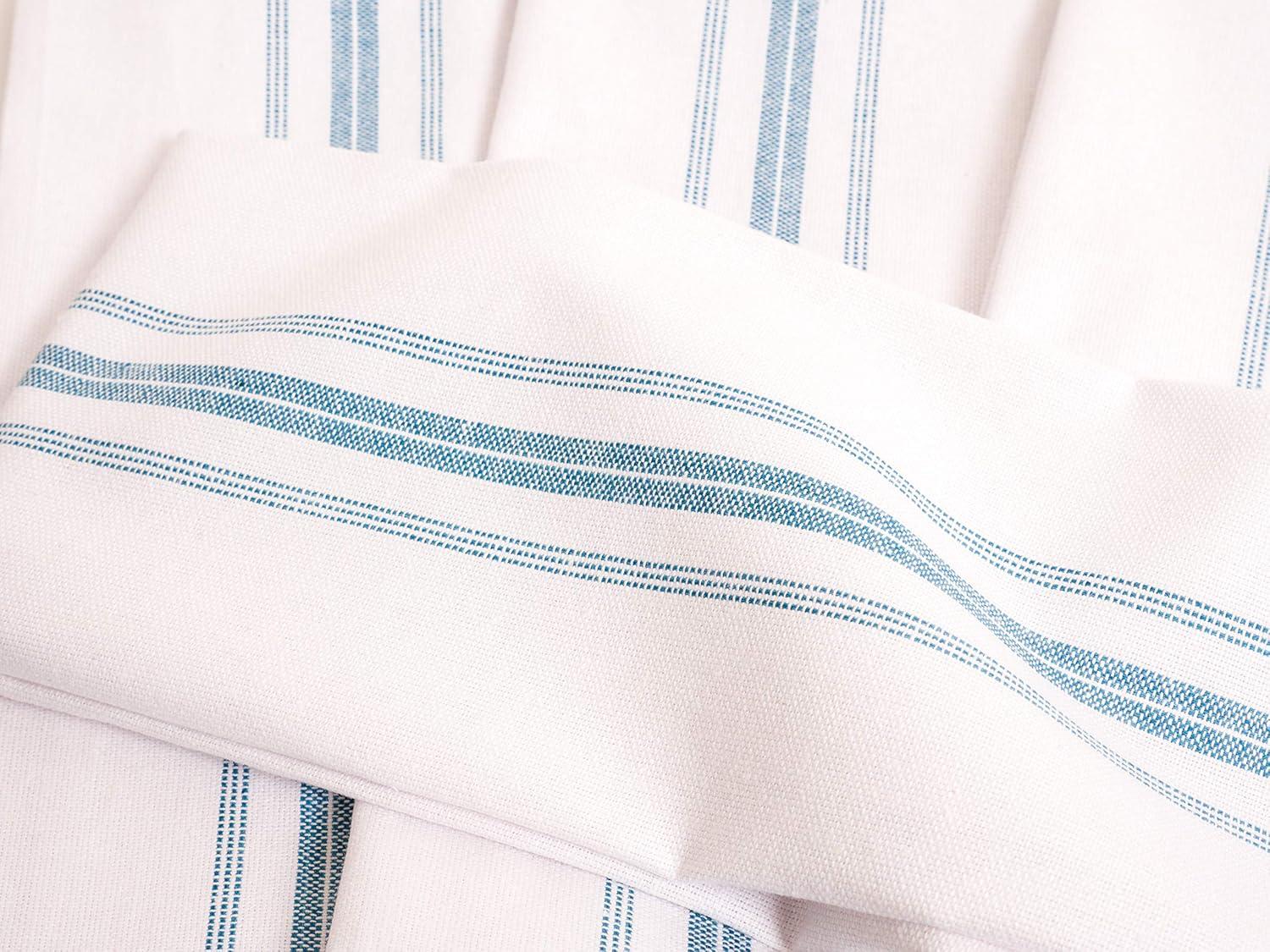 KAF Home Farmhouse Stripe Set Of 12 Kitchen Towels - 15" x 25", In Teal