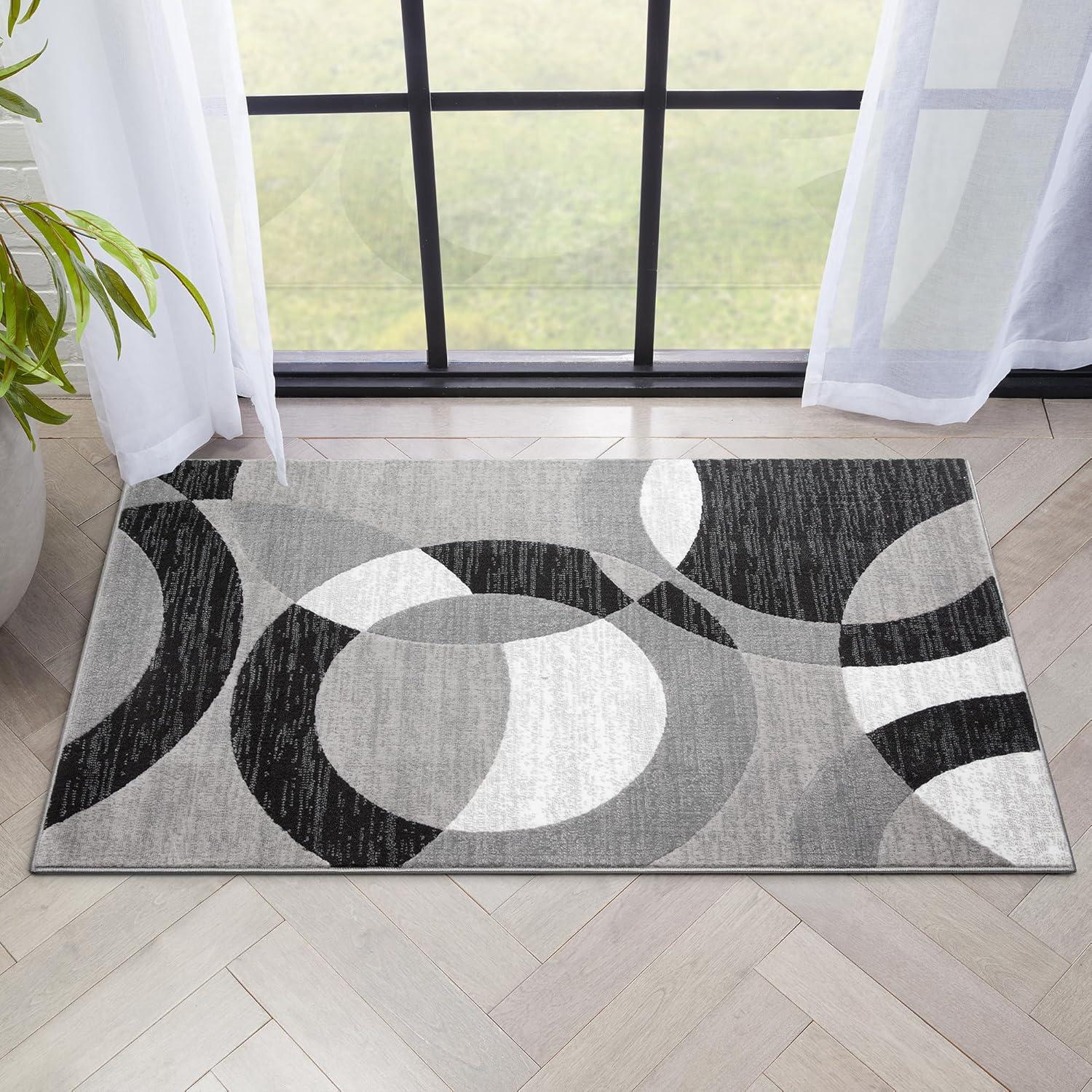 Well Woven Dulcet Bingo Modern Geometric Grey 2'7" x 3'11" Accent Doormat Rug